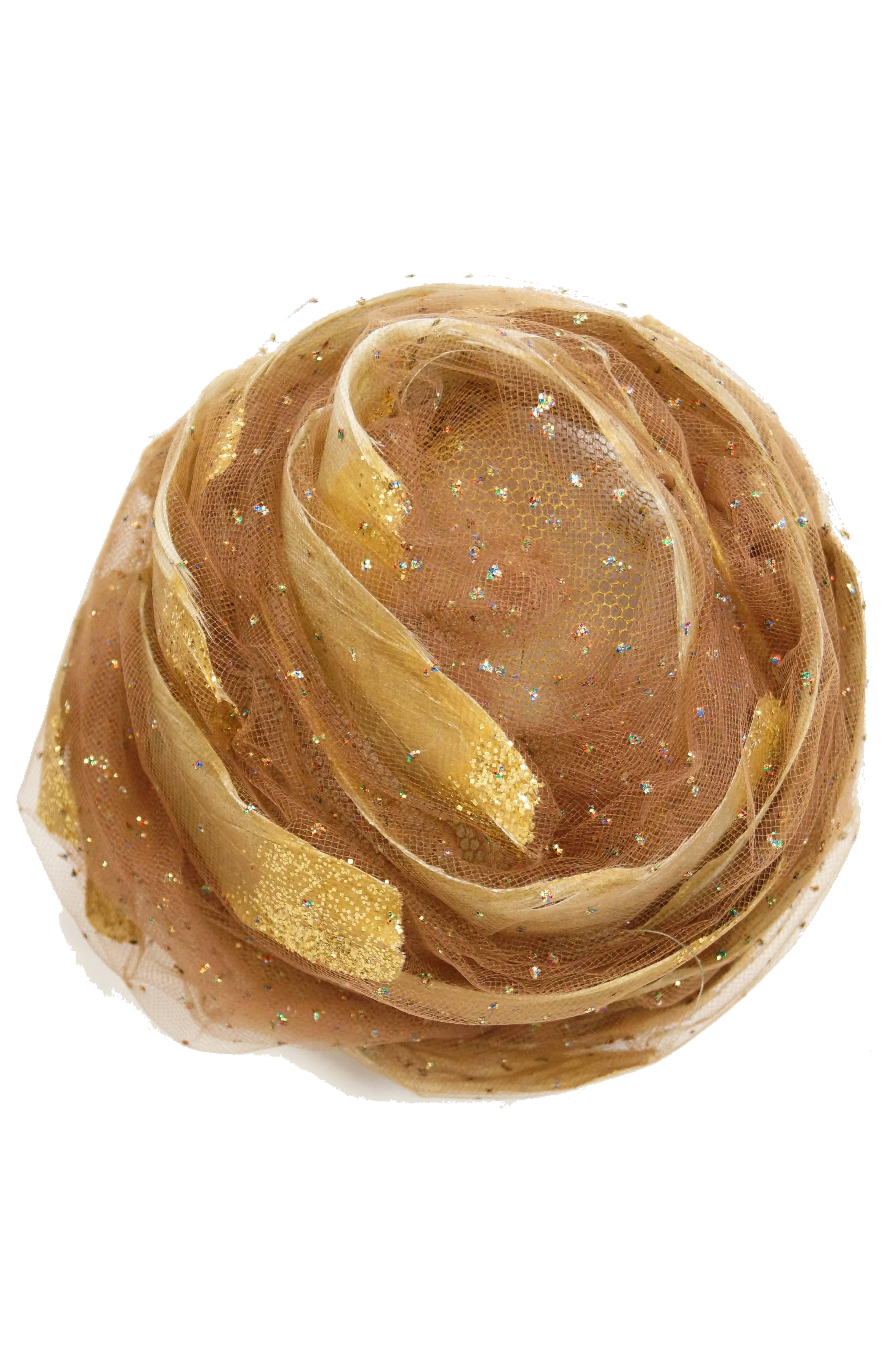 1960s Christian Dior Golden Plumes Hat / Turban In Excellent Condition In Houston, TX