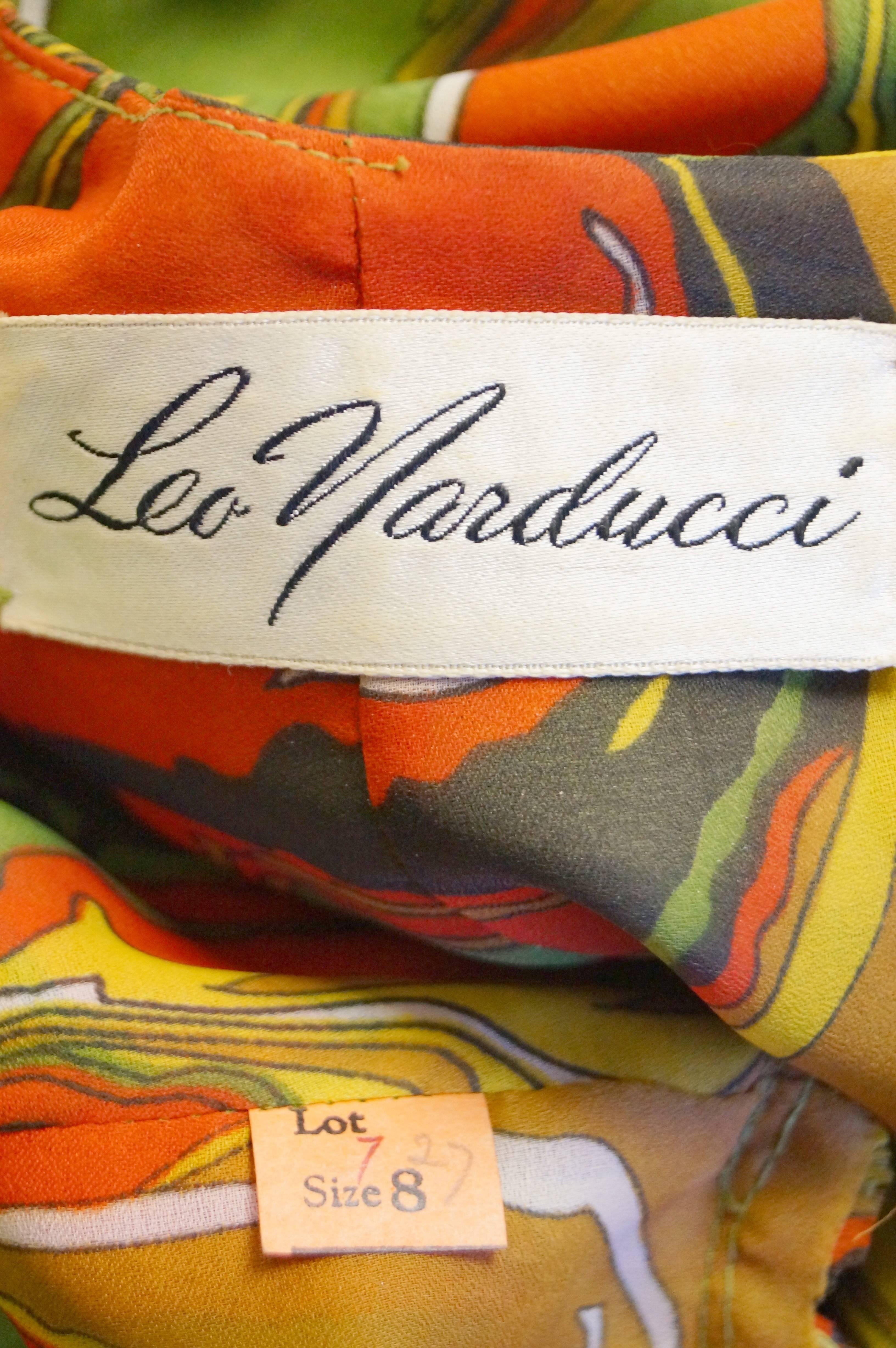 Leo Narducci Multicolor Ebru Marbling Print Dress, 1960s  In Excellent Condition For Sale In Houston, TX
