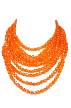 Coppola e Toppo Orange Multistrand Crystal Waterfall Necklace, 1970s