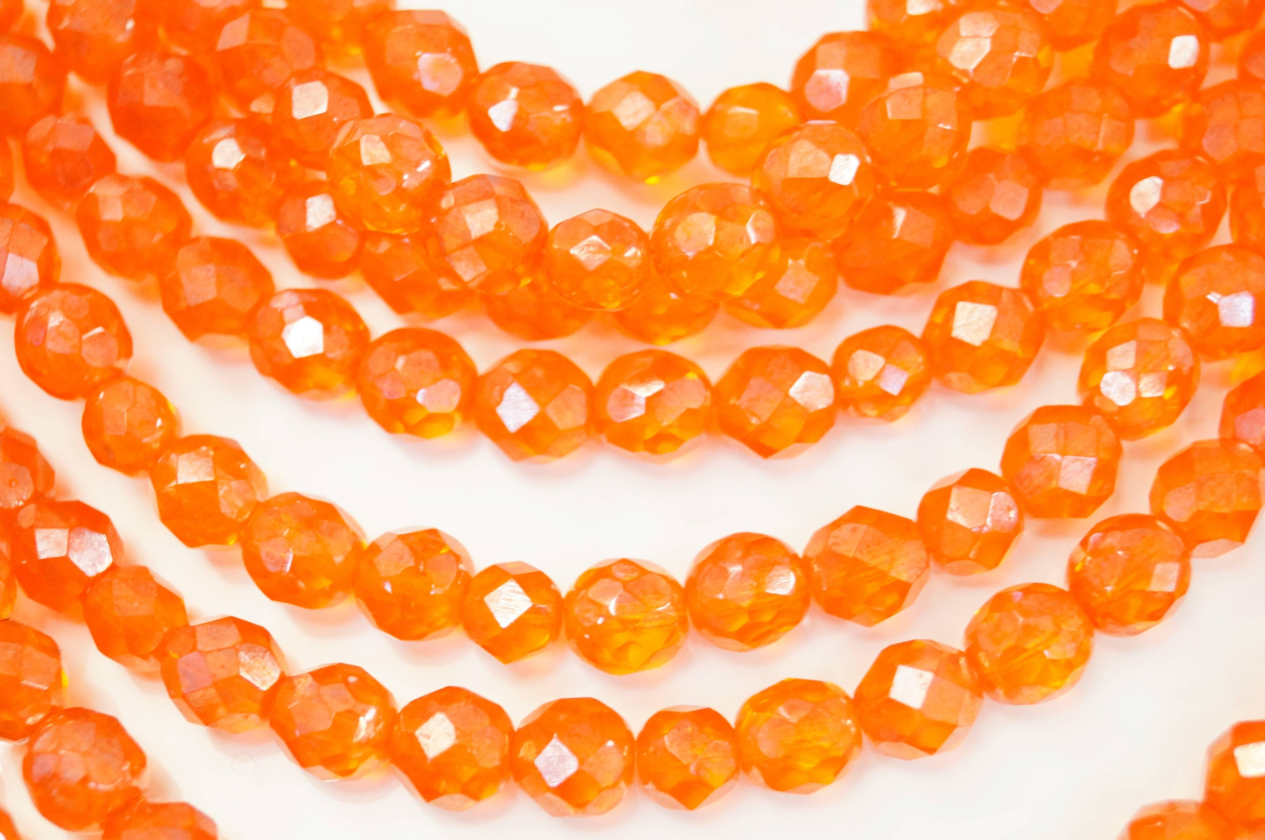 Coppola e Toppo Orange Multistrand Crystal Waterfall Necklace, 1970s  In Excellent Condition For Sale In Houston, TX