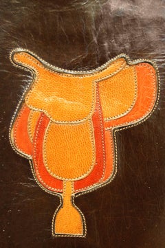 Gucci Mahogany Leather Saddle Applique Boots, 1980s