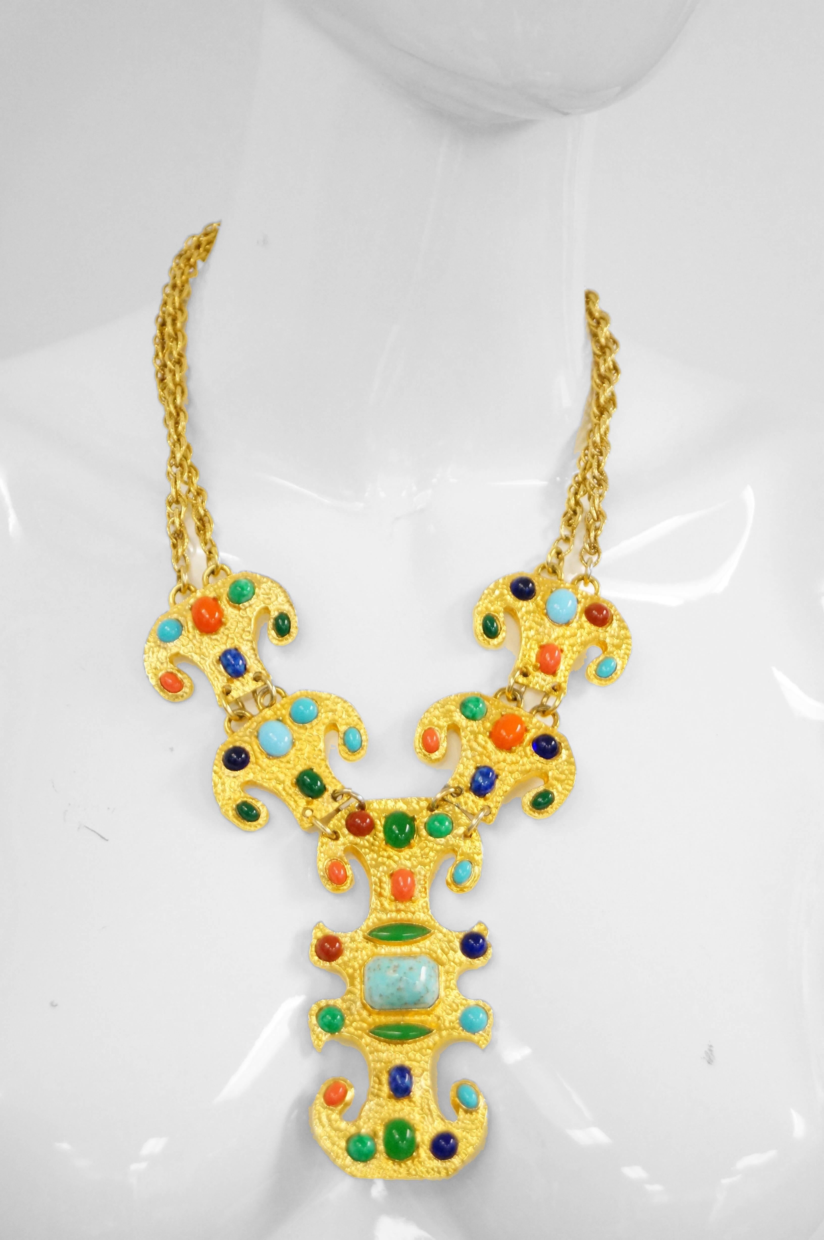 Women's  1970s Donald Stannard Cabochon Key Necklace