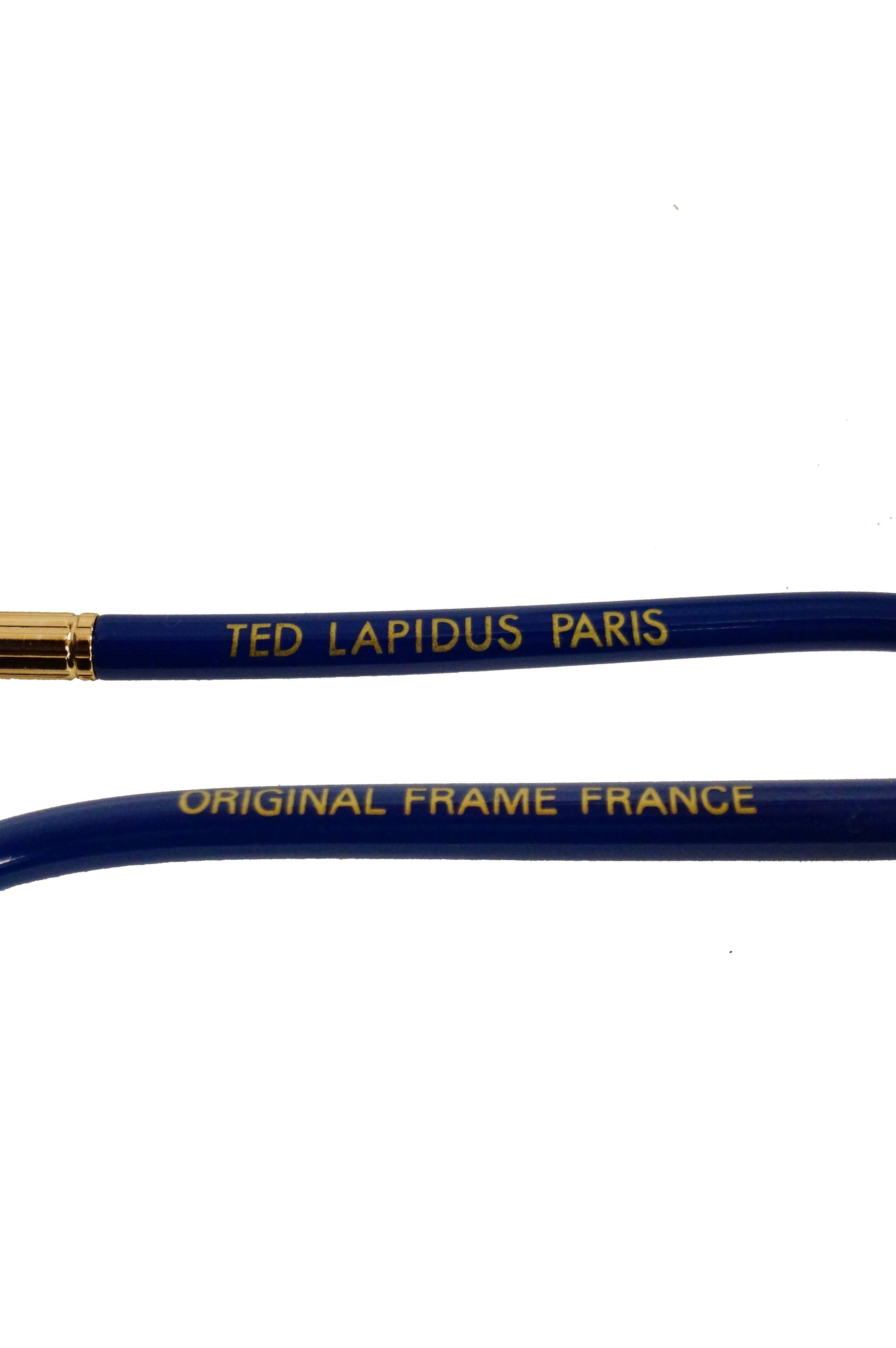 Gray Ted Lapidus Sunglasses Framed in Royal Blue and Gold, 1970s  