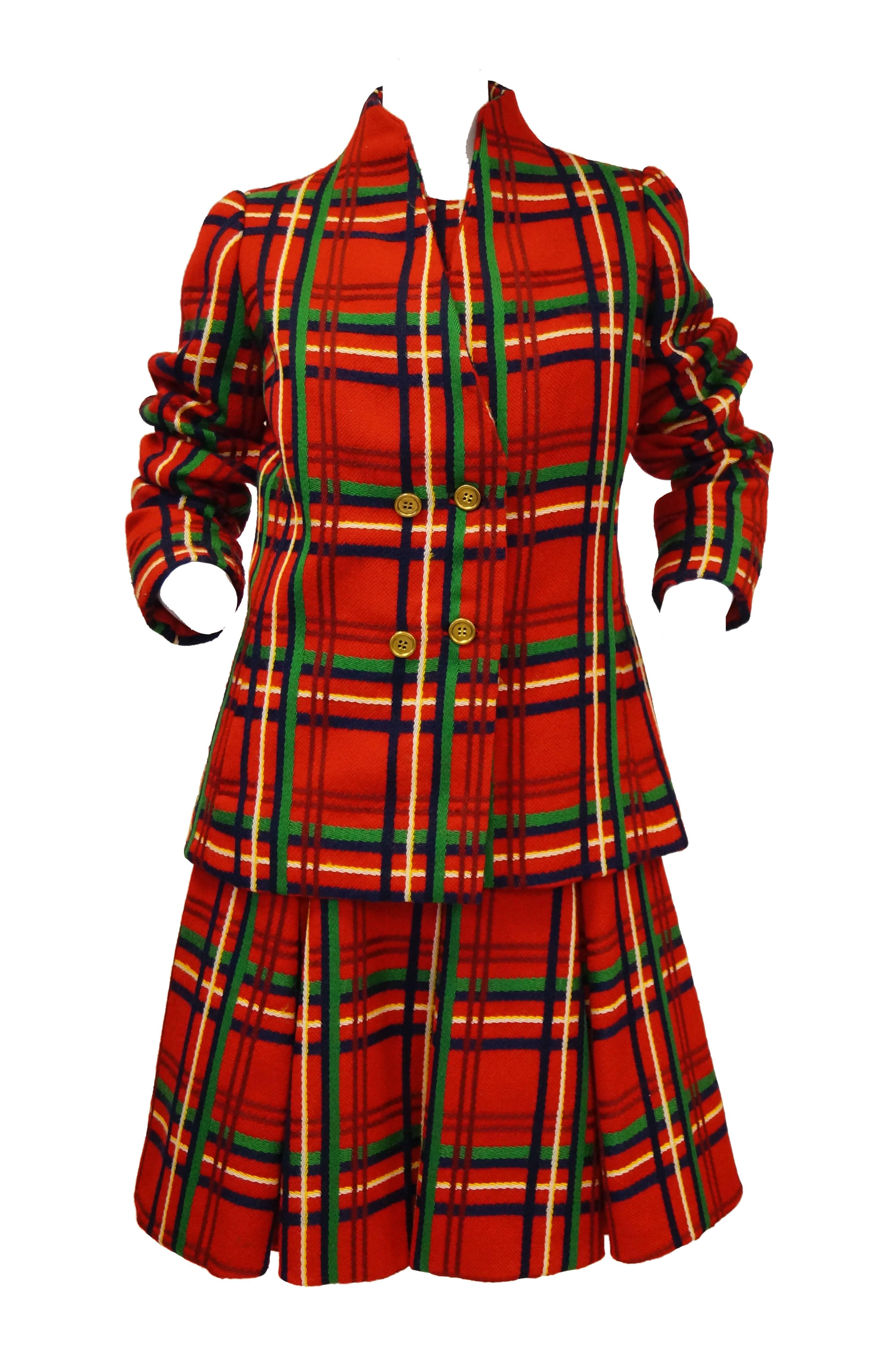 green and red plaid dress