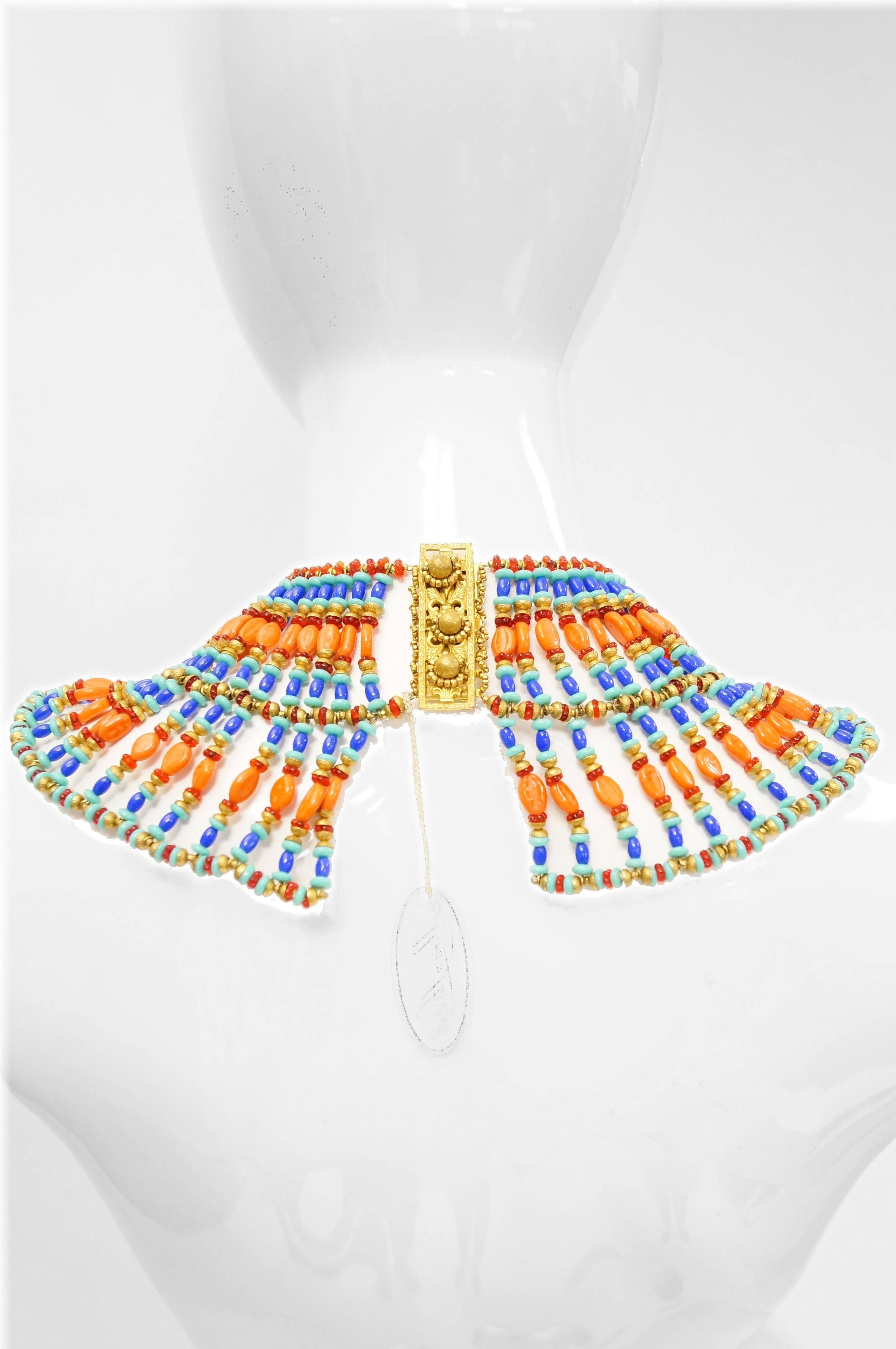  Miriam Haskell Egyptian Revival Choker Necklace by Vrba, 1970s NWT  In New Condition For Sale In Houston, TX