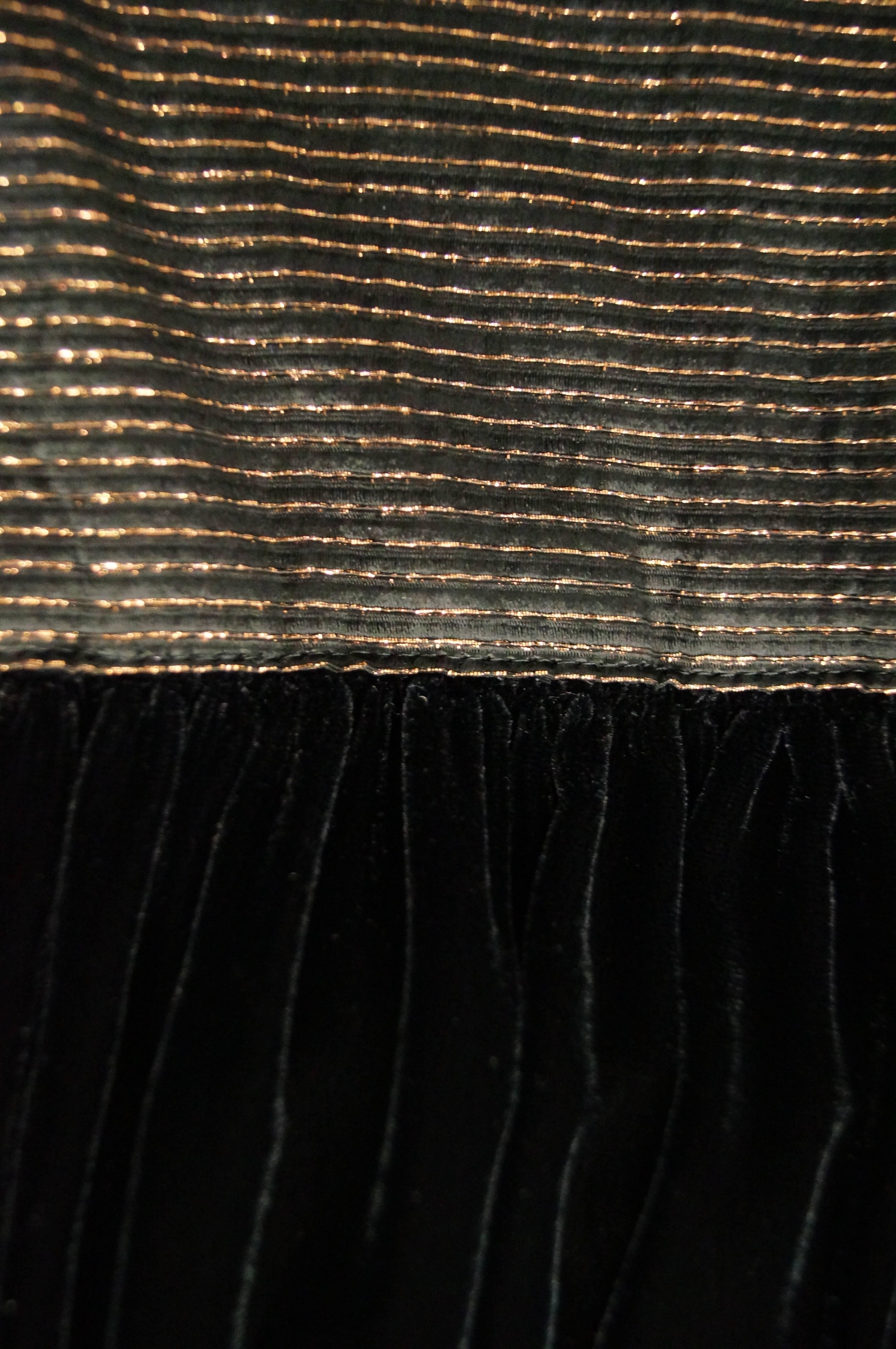 Vintage Adele Simpson Black Velvet Gold Metallic Obi Evening Dress For Sale 1