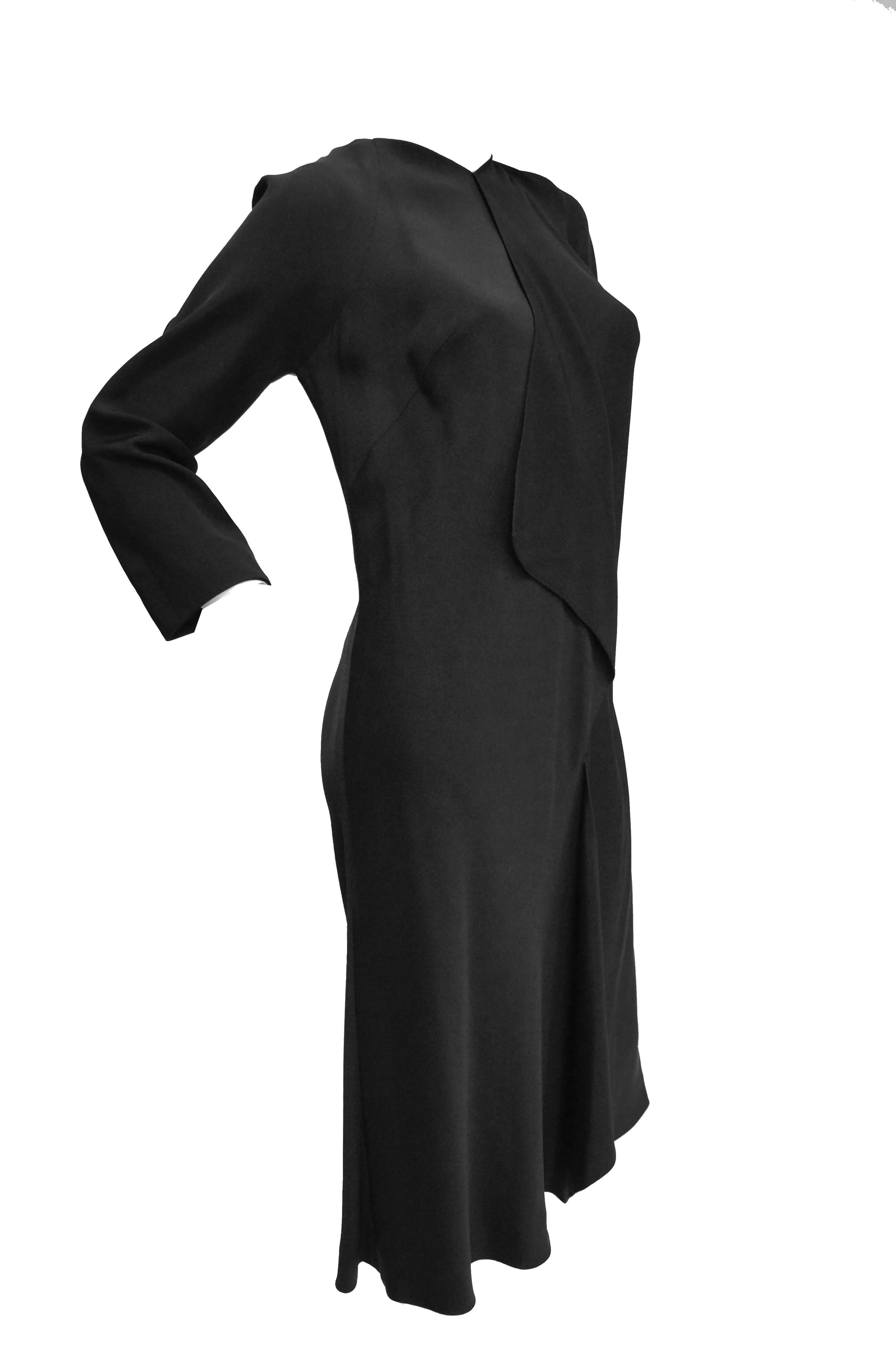 1984 Rare Madame Gres Black Silk Evening Dress w/ Scarf Drape and ...
