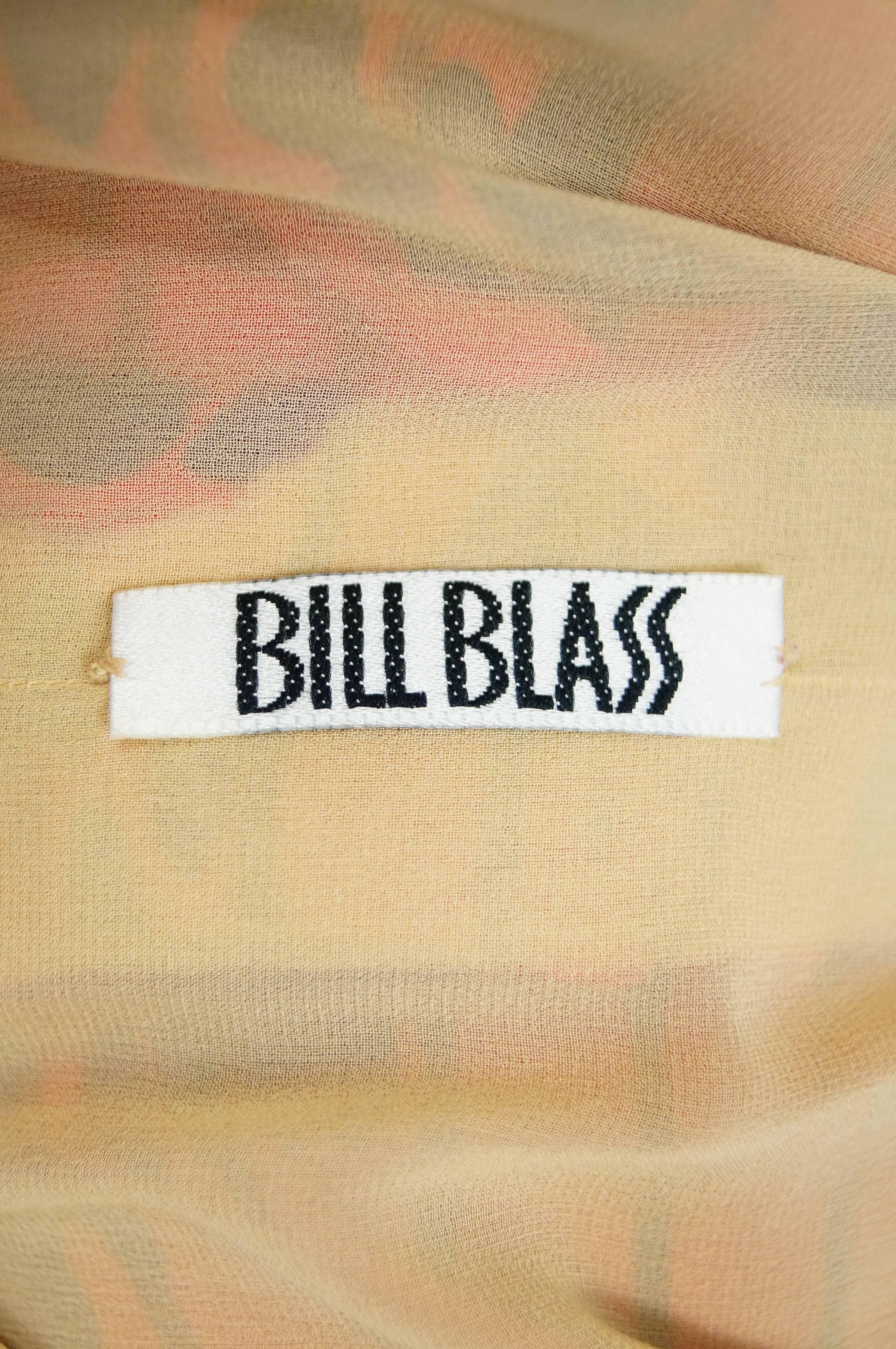 1970s Bill Blass Neon Pink and Purple Sheer Stripe Dress 10 For Sale 1