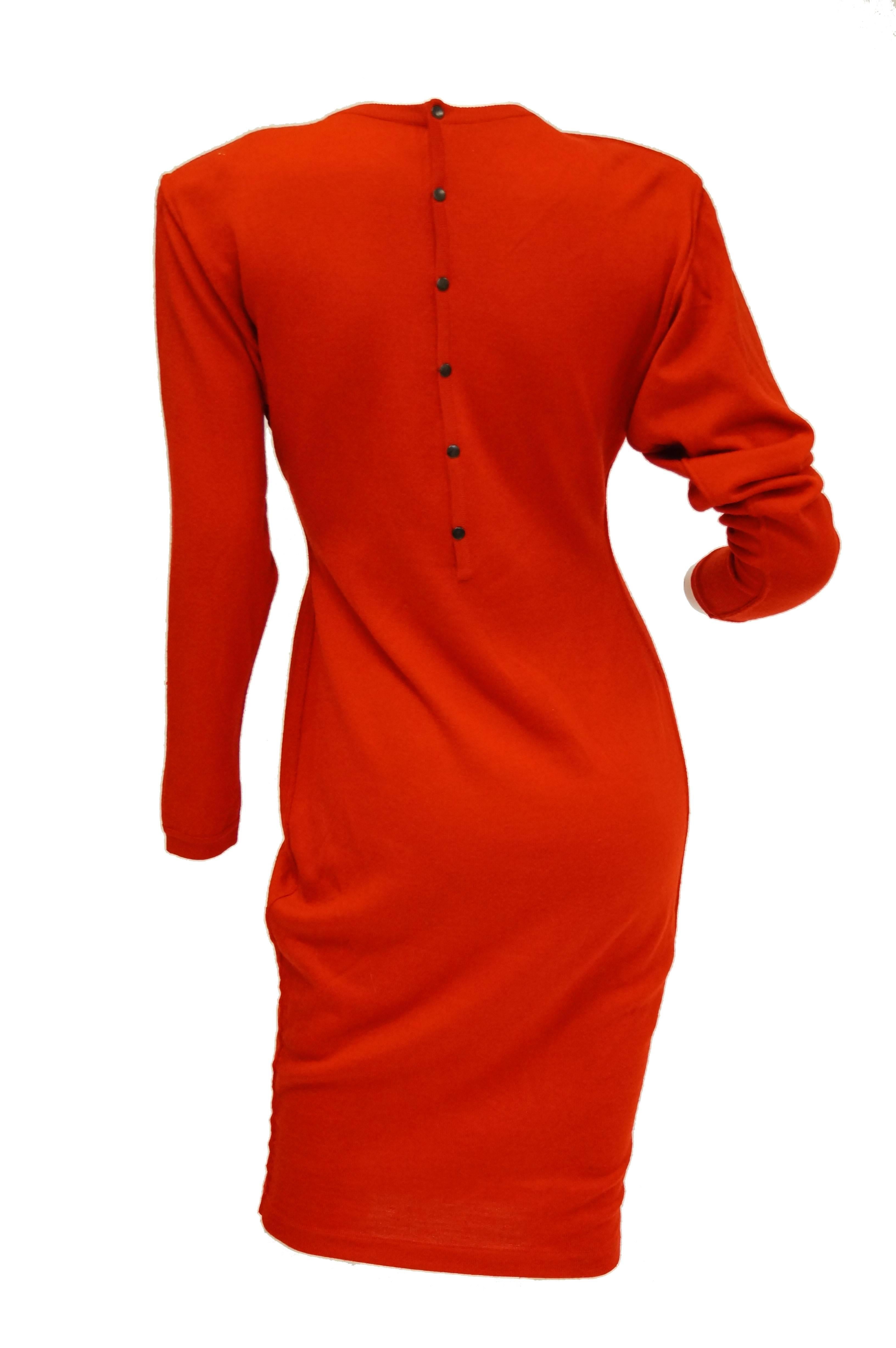 Bright rose red knit dress by the Azzedine Alaia, the 