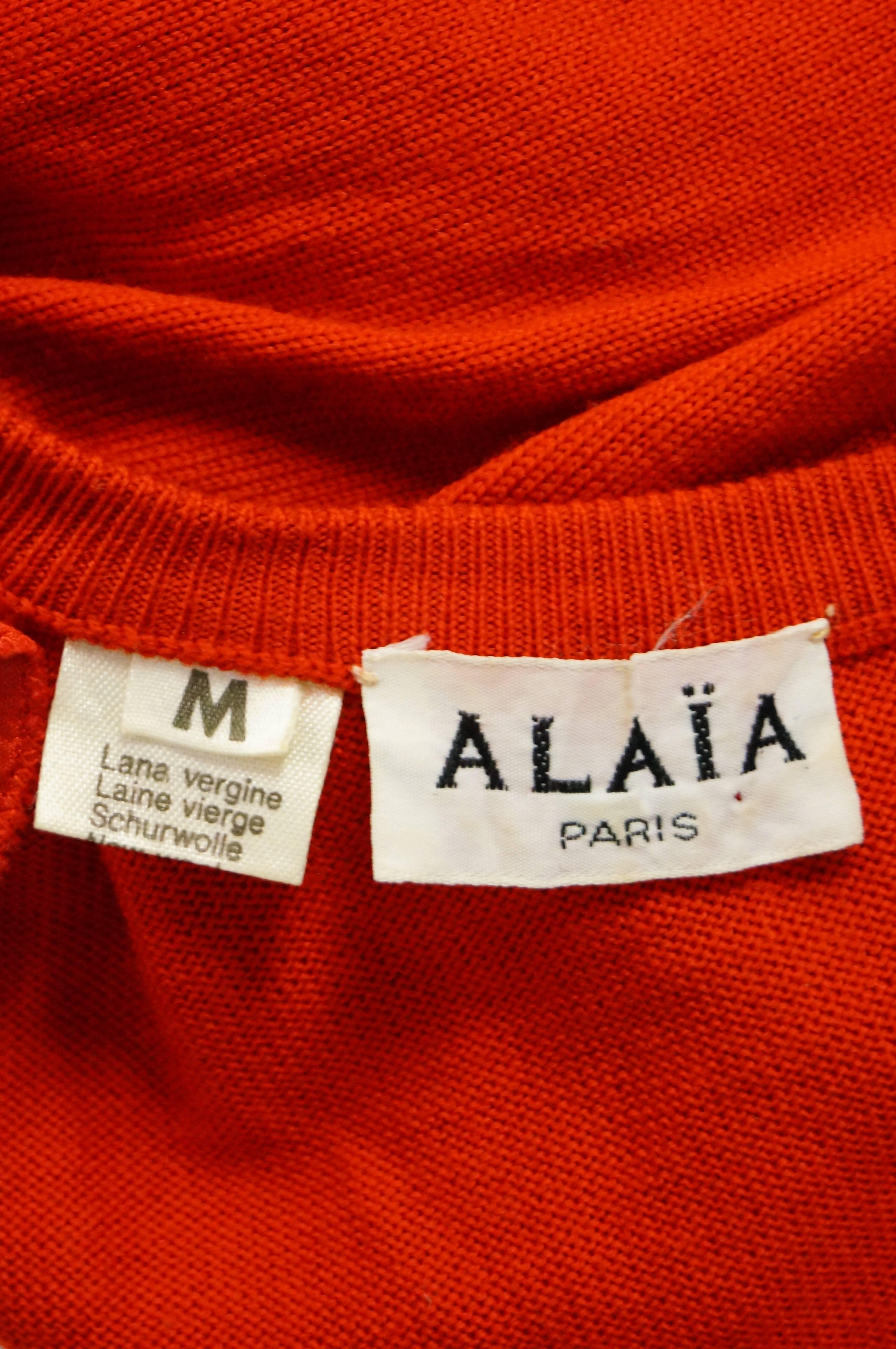 1990s Azzedine Alaia Valentine Red Virgin Wool Knit Dress For Sale 2