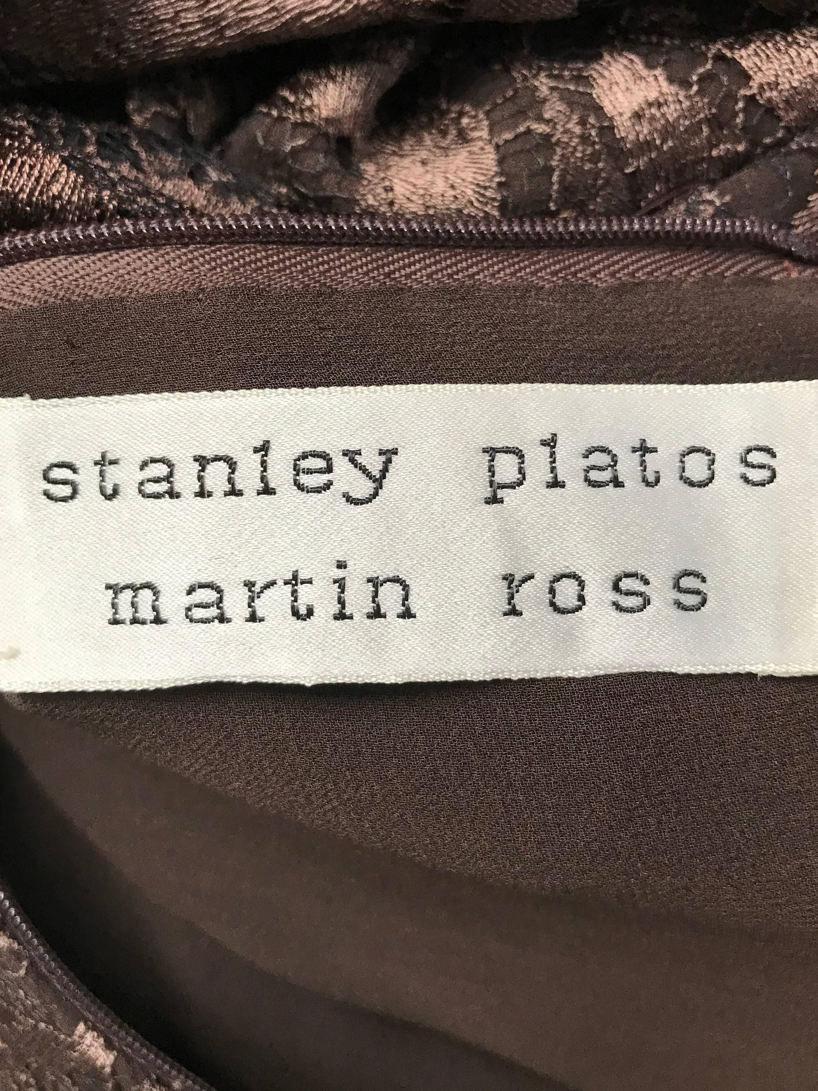 Women's 1980s Stanley Platos Martin Ross Floor Length Umber Lace Evening Dress For Sale