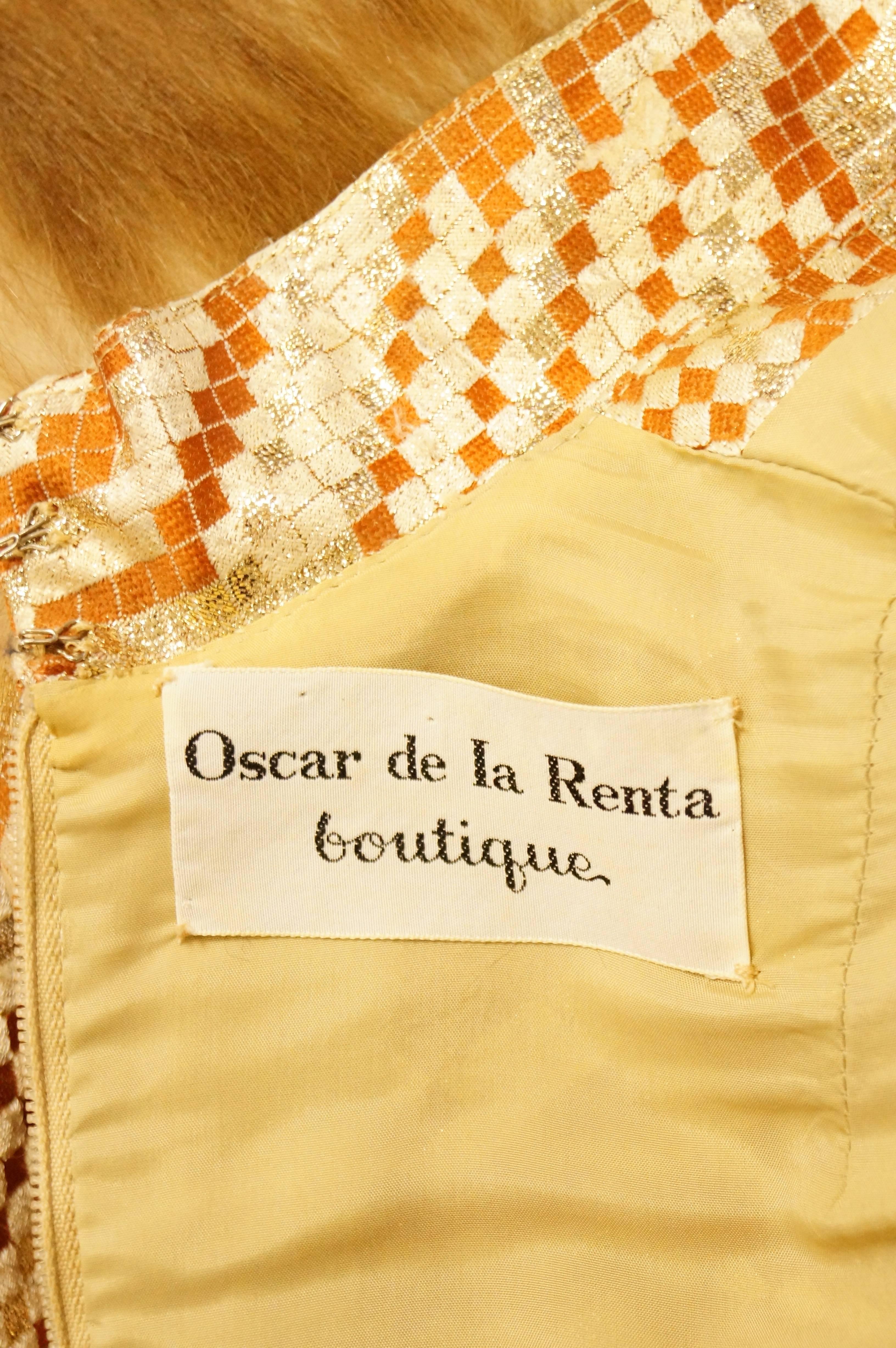 Oscar de la Renta Couture Gold Evening Dress with Fur Cuffs, 1970s  2