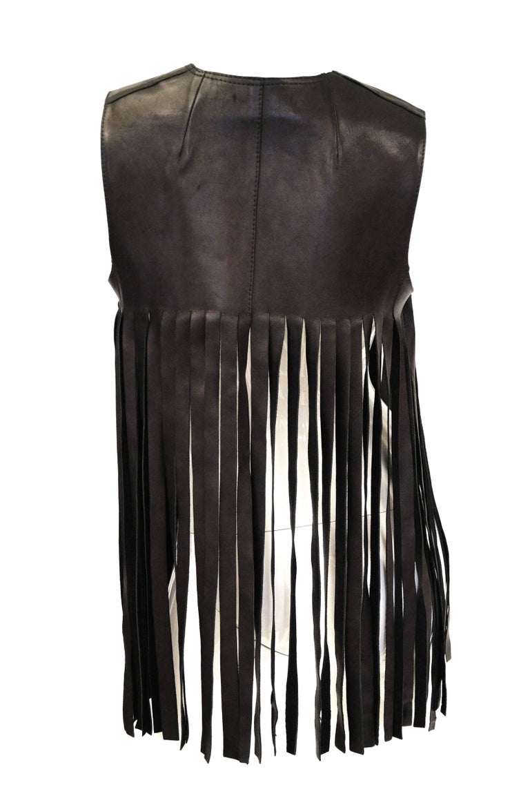 1970’s French Black leather Fringe Vest Made for Neiman Marcus at 1stDibs