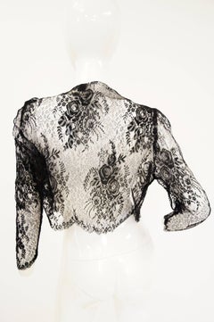 1980s Valentino Black Italian Lace Crop Cardigan