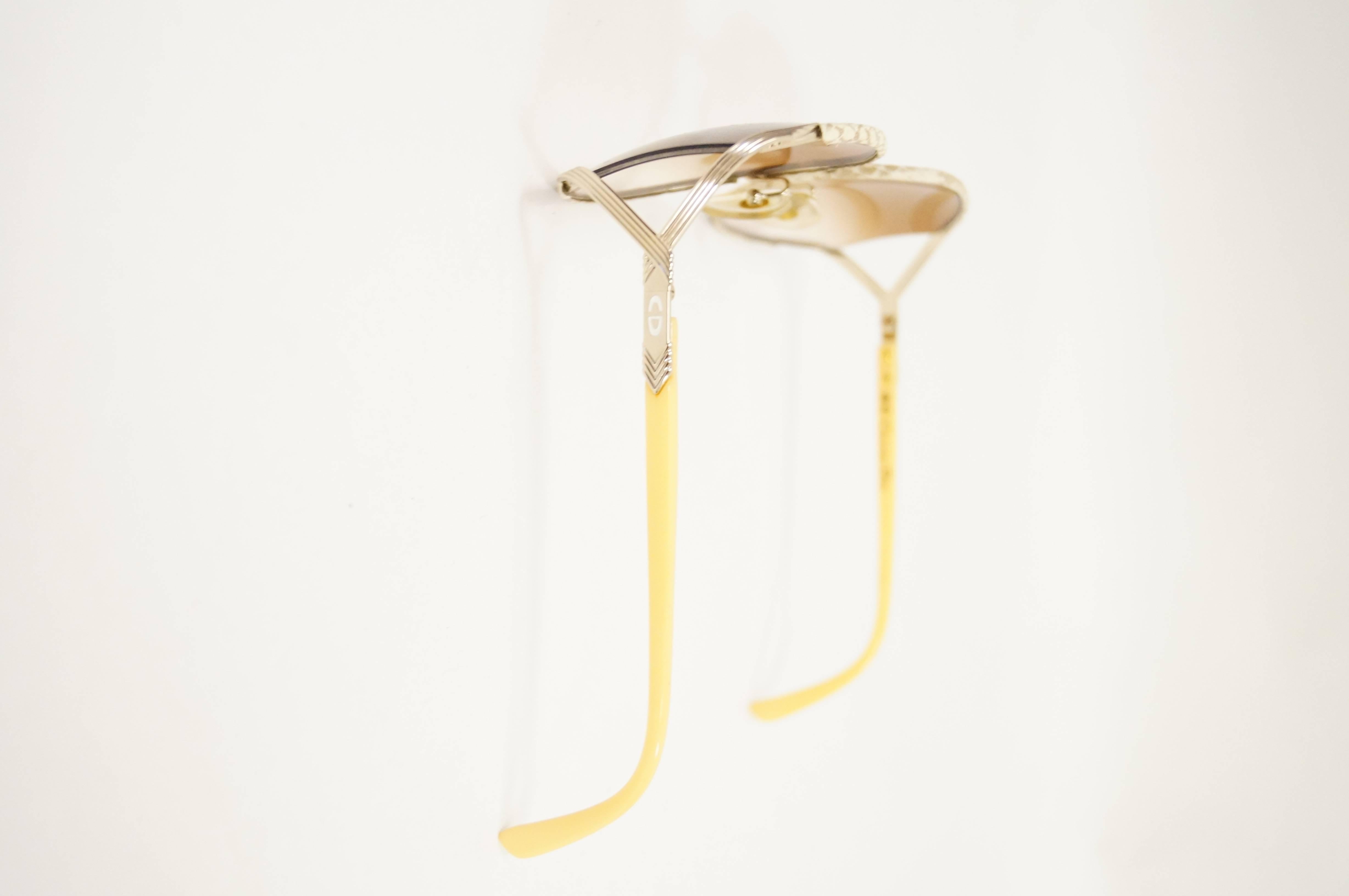 Beige  Christian Dior Model 2250 Snake Print Sunglasses, 1970s 