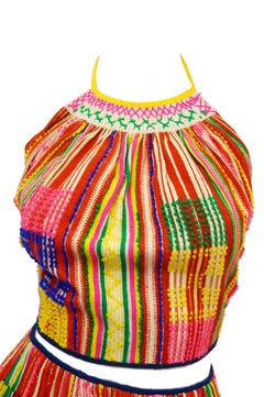 Vintage Ethnic Multicolored Woven Skirt and Halter Top 0