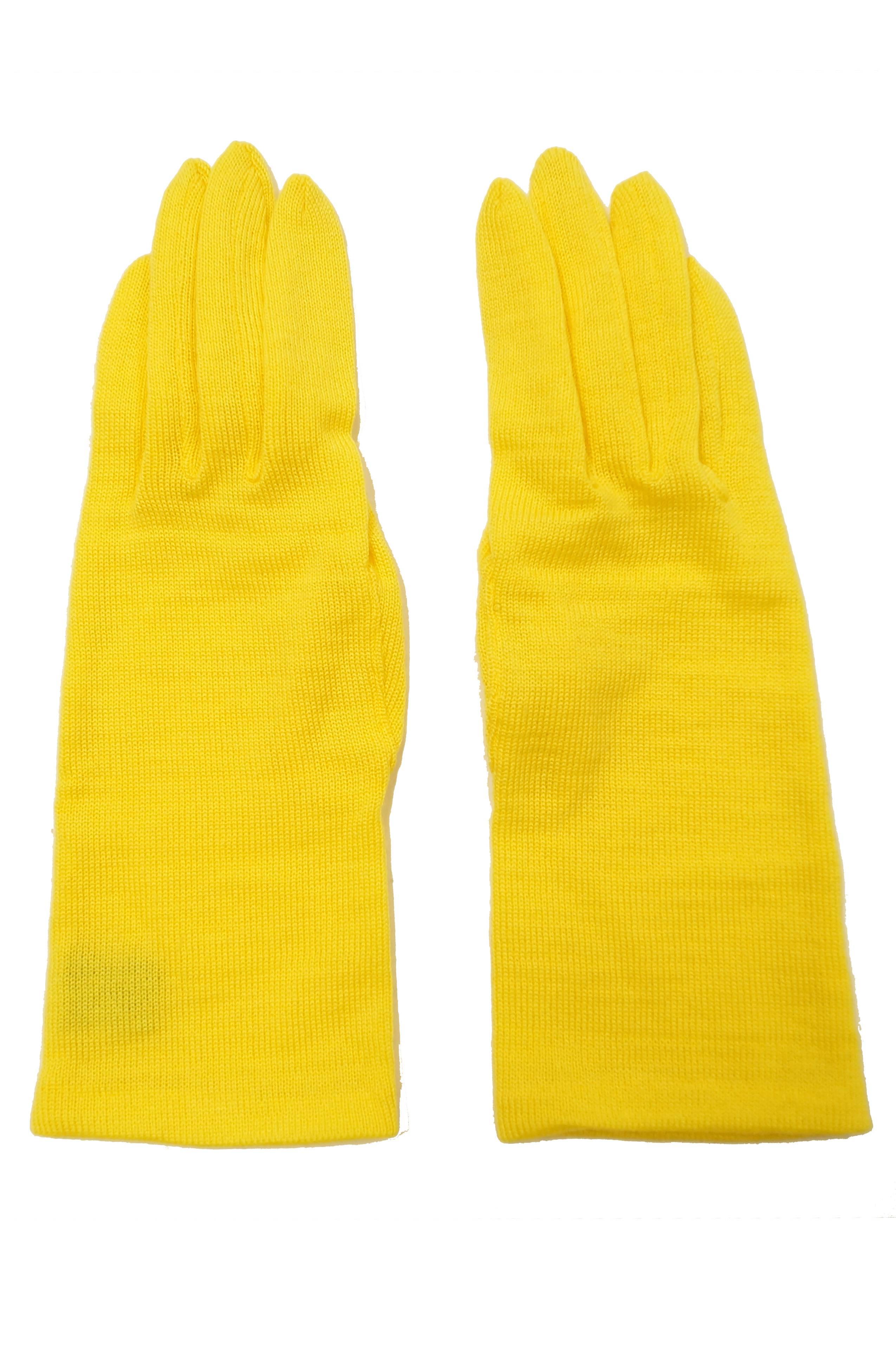1980s Yohji Yamamoto Yellow Wool Blend Knit Gloves In Excellent Condition For Sale In Houston, TX