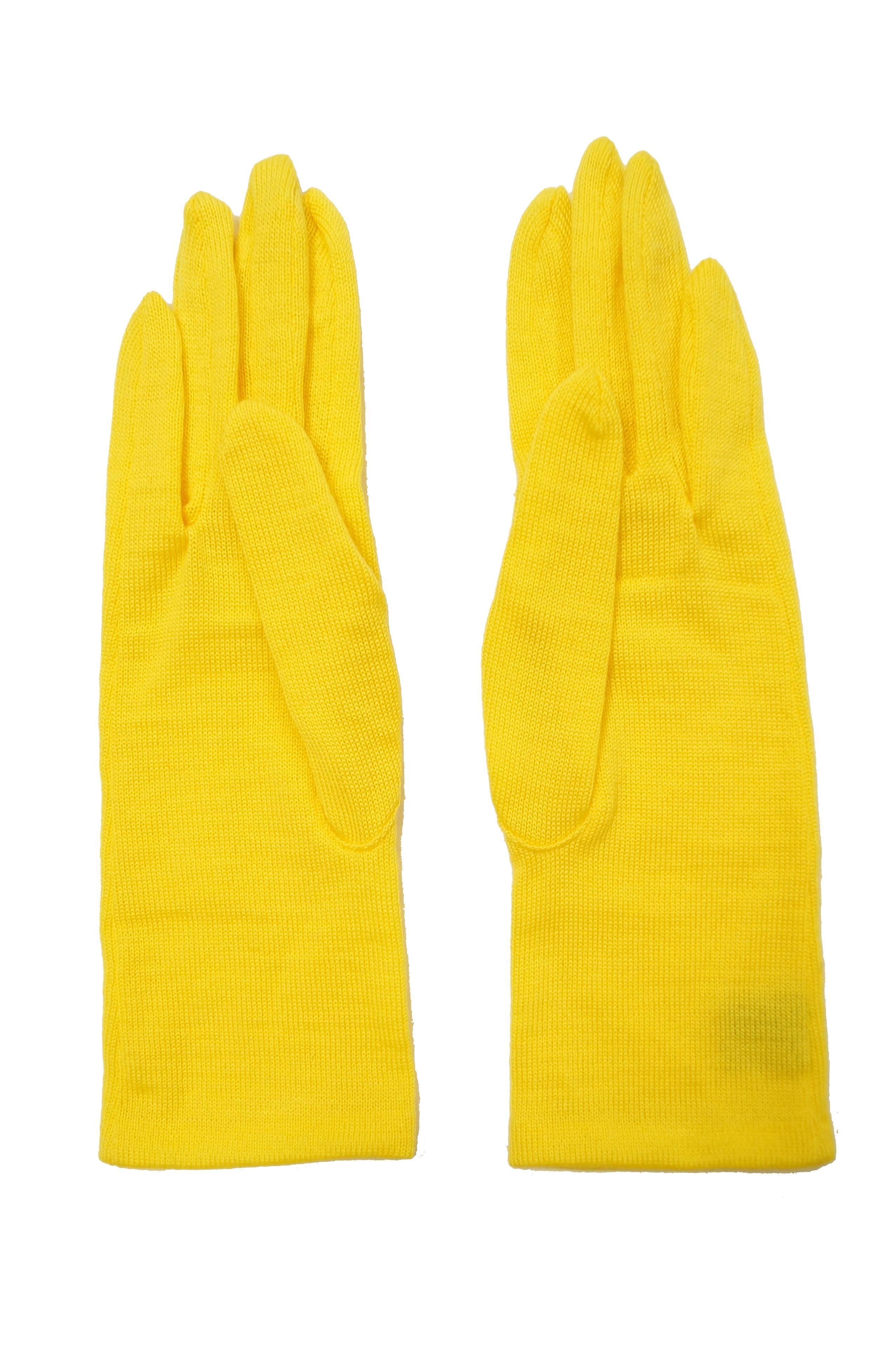 Women's 1980s Yohji Yamamoto Yellow Wool Blend Knit Gloves For Sale