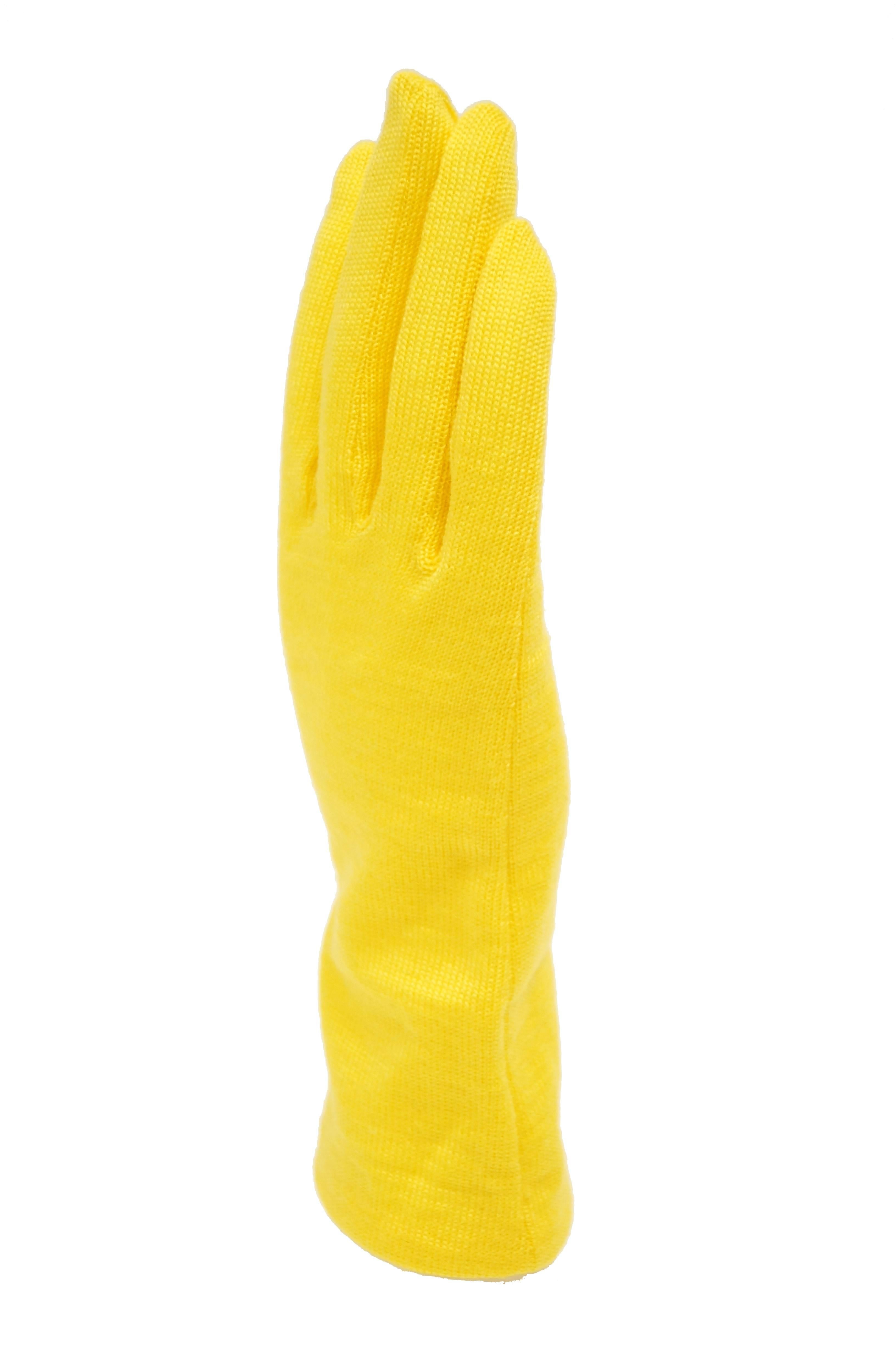 1980s Yohji Yamamoto Yellow Wool Blend Knit Gloves For Sale 3