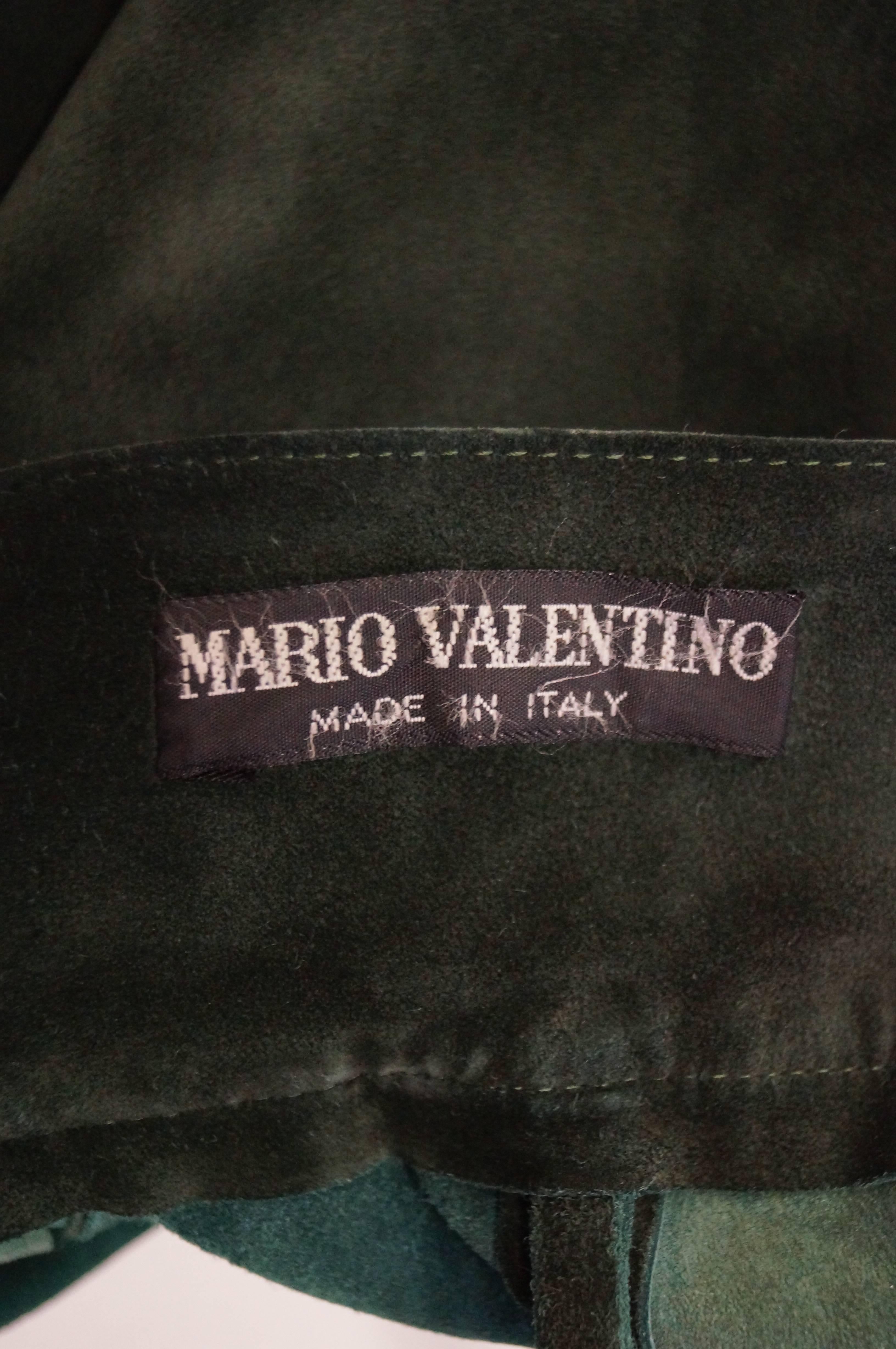 Mario Valentino Pine Green Italian Suede Skirt, 1970s  For Sale 1