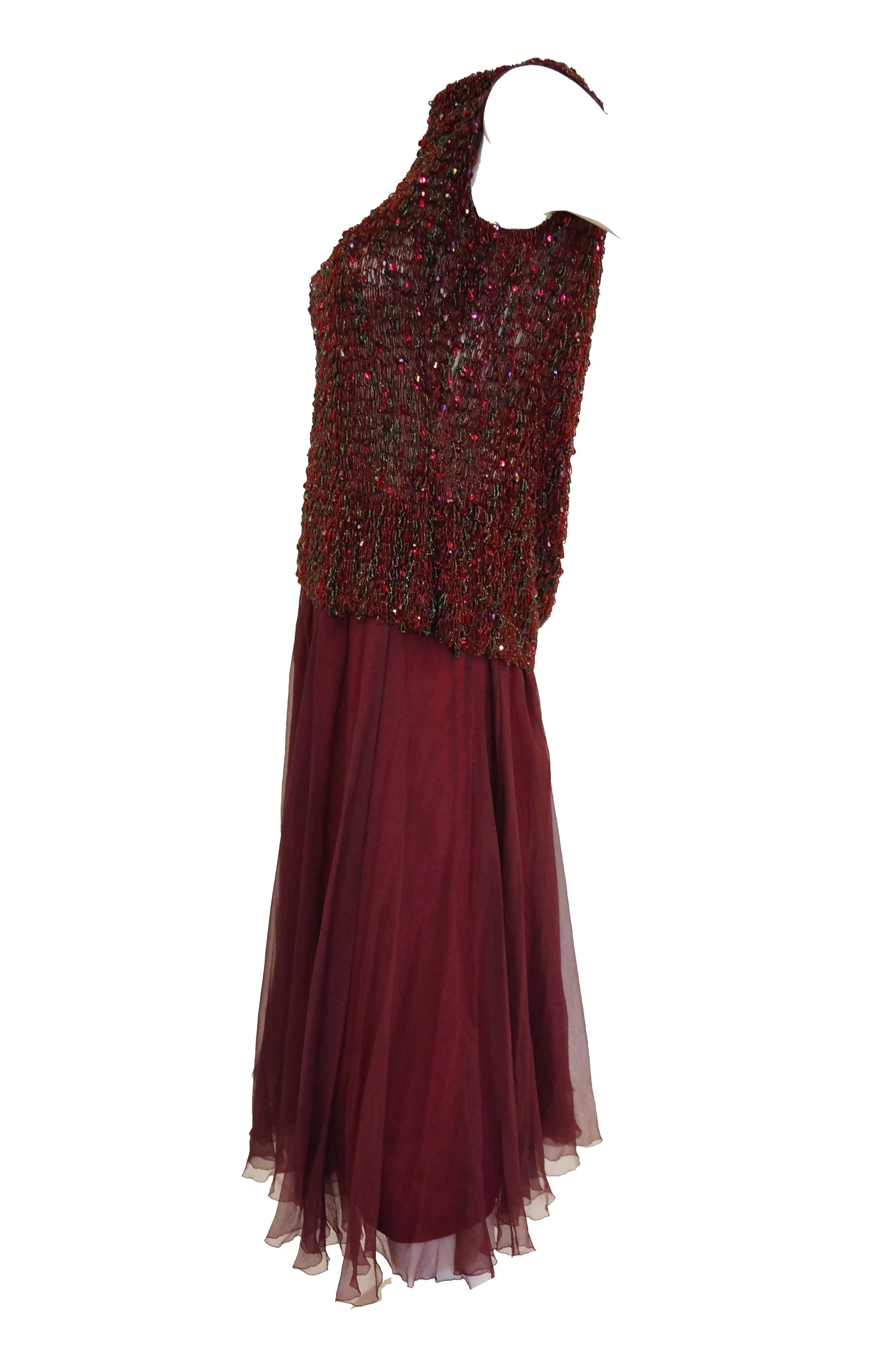 Brown Yves Saint Laurent Couture Evening Dress Owned by Claudette Colbert, 1963 For Sale