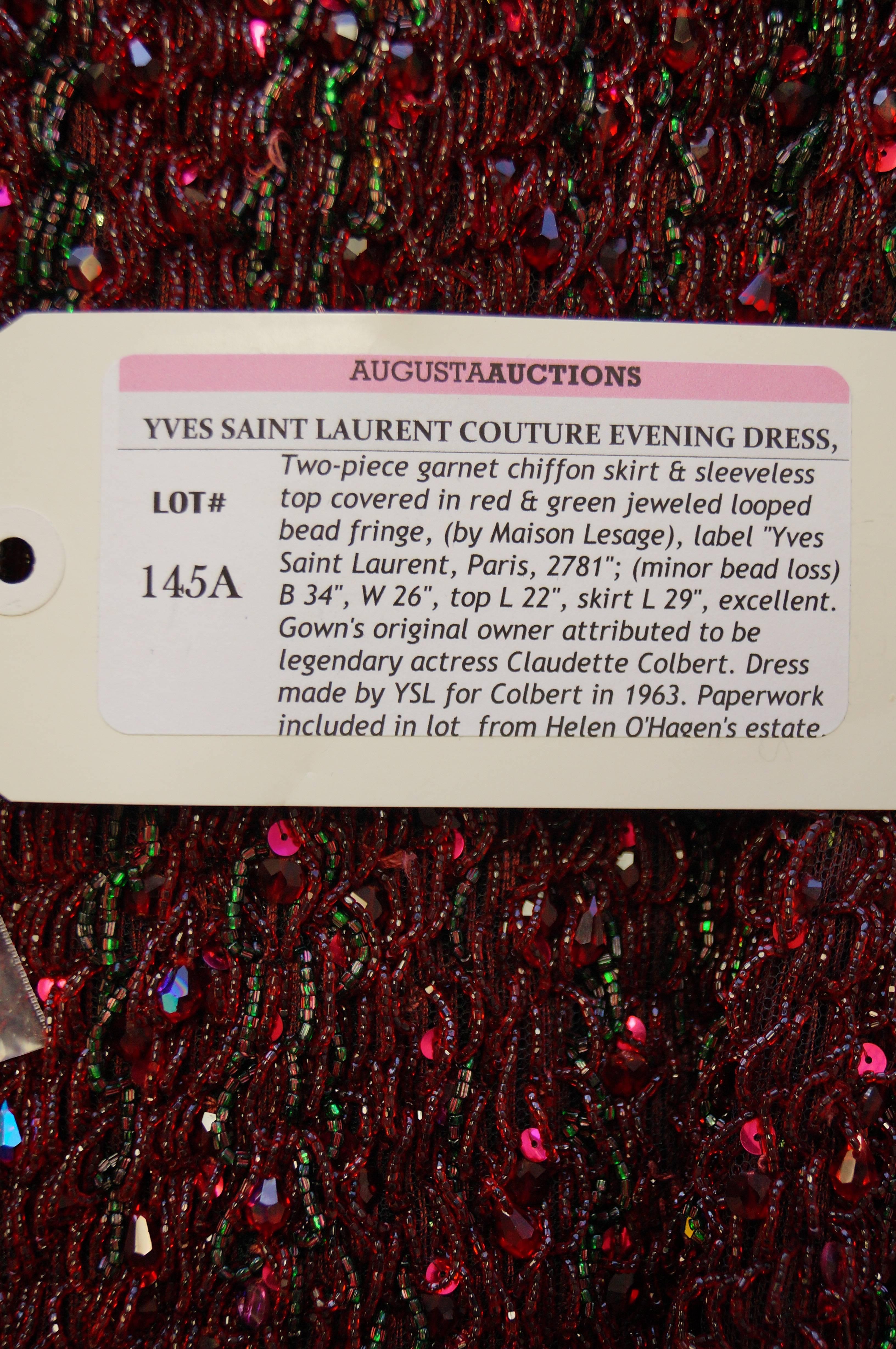 Yves Saint Laurent Couture Evening Dress Owned by Claudette Colbert, 1963  For Sale 11