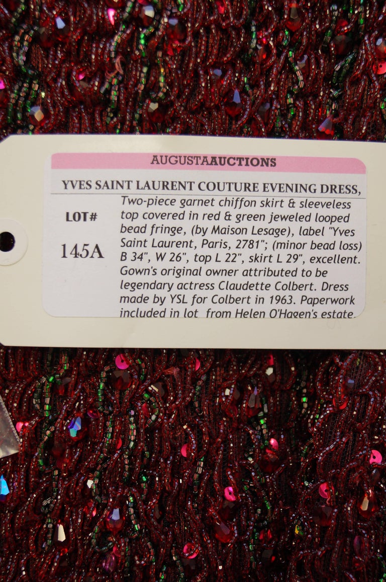 Yves Saint Laurent Couture Evening Dress Owned by Claudette Colbert, 1963  For Sale 14