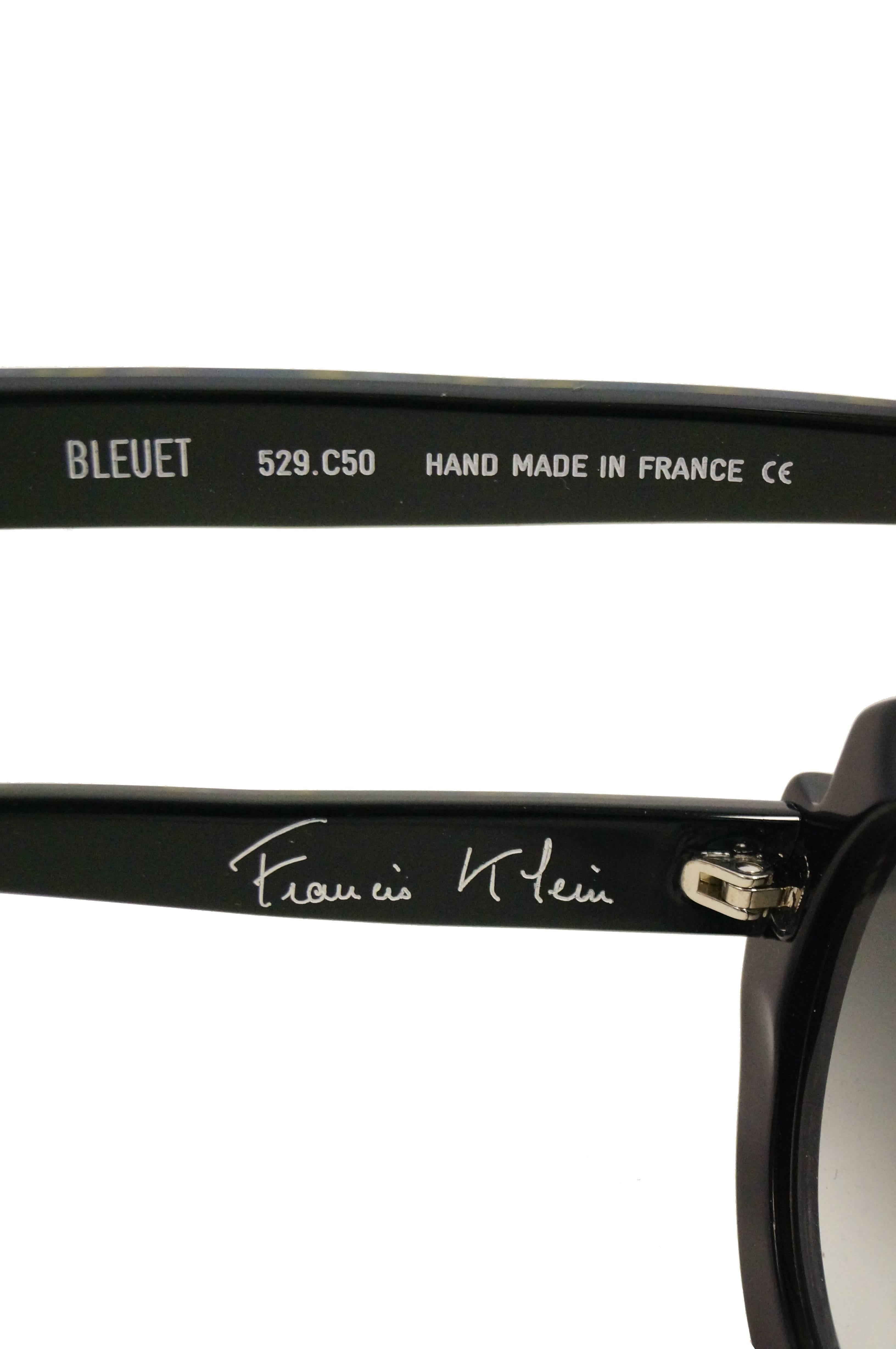 Francis Klein “Bleuet” Handmade and Handpainted Sunglasses Made In France In Excellent Condition For Sale In Houston, TX