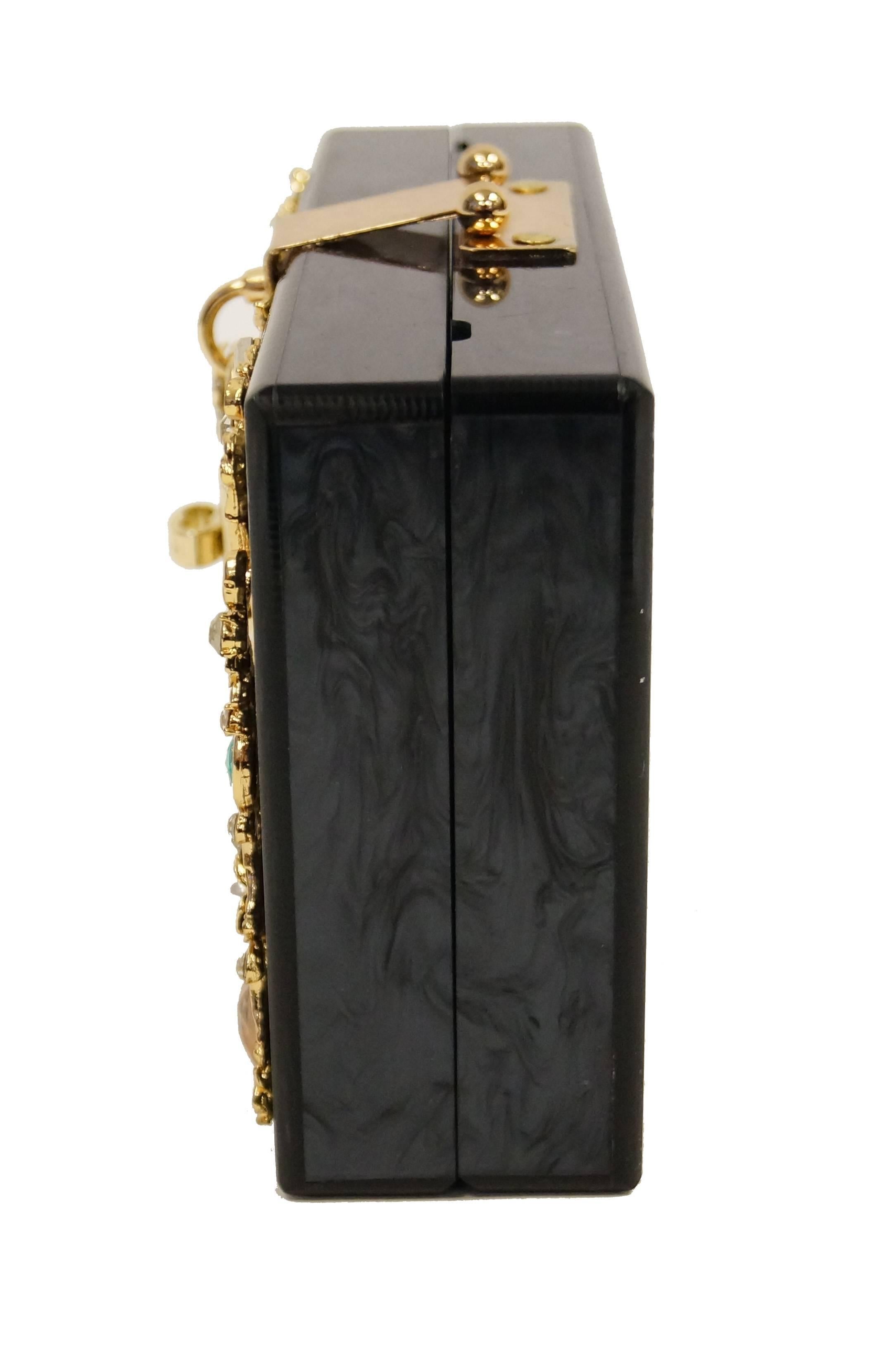 Black Dolce & Gabbana Lucite Floral Box Purse, 2016 