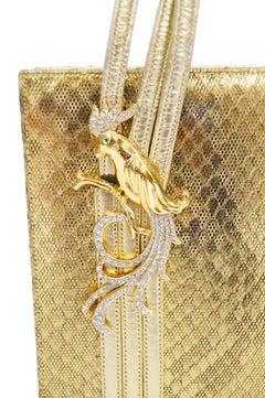 1960s Martin Van Schaak Gold Phoenix Evening Bag with Rhinestone Detail
