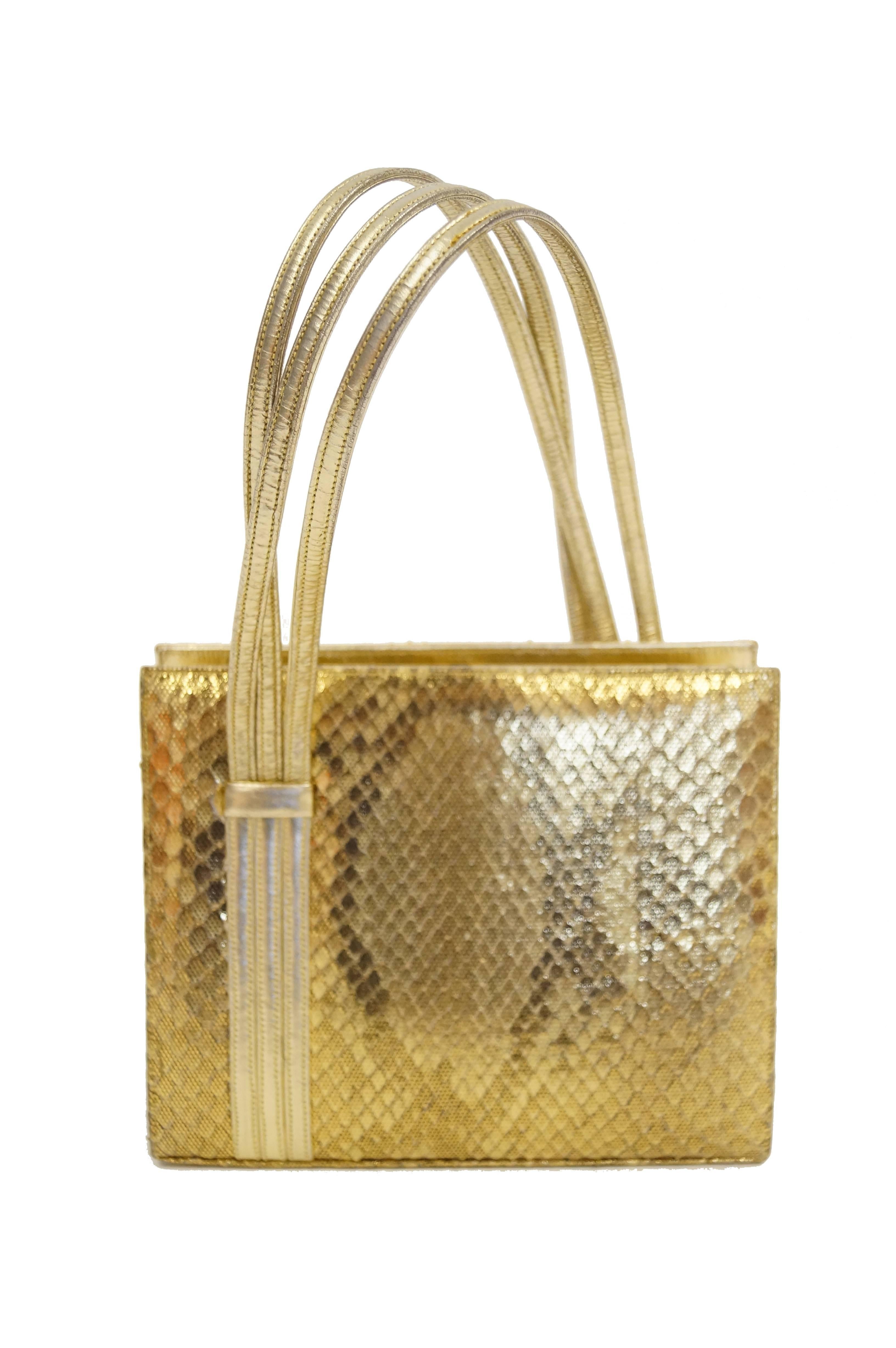 1960s Martin Van Schaak Gold Phoenix Evening Bag with Rhinestone Detail In Excellent Condition In Houston, TX