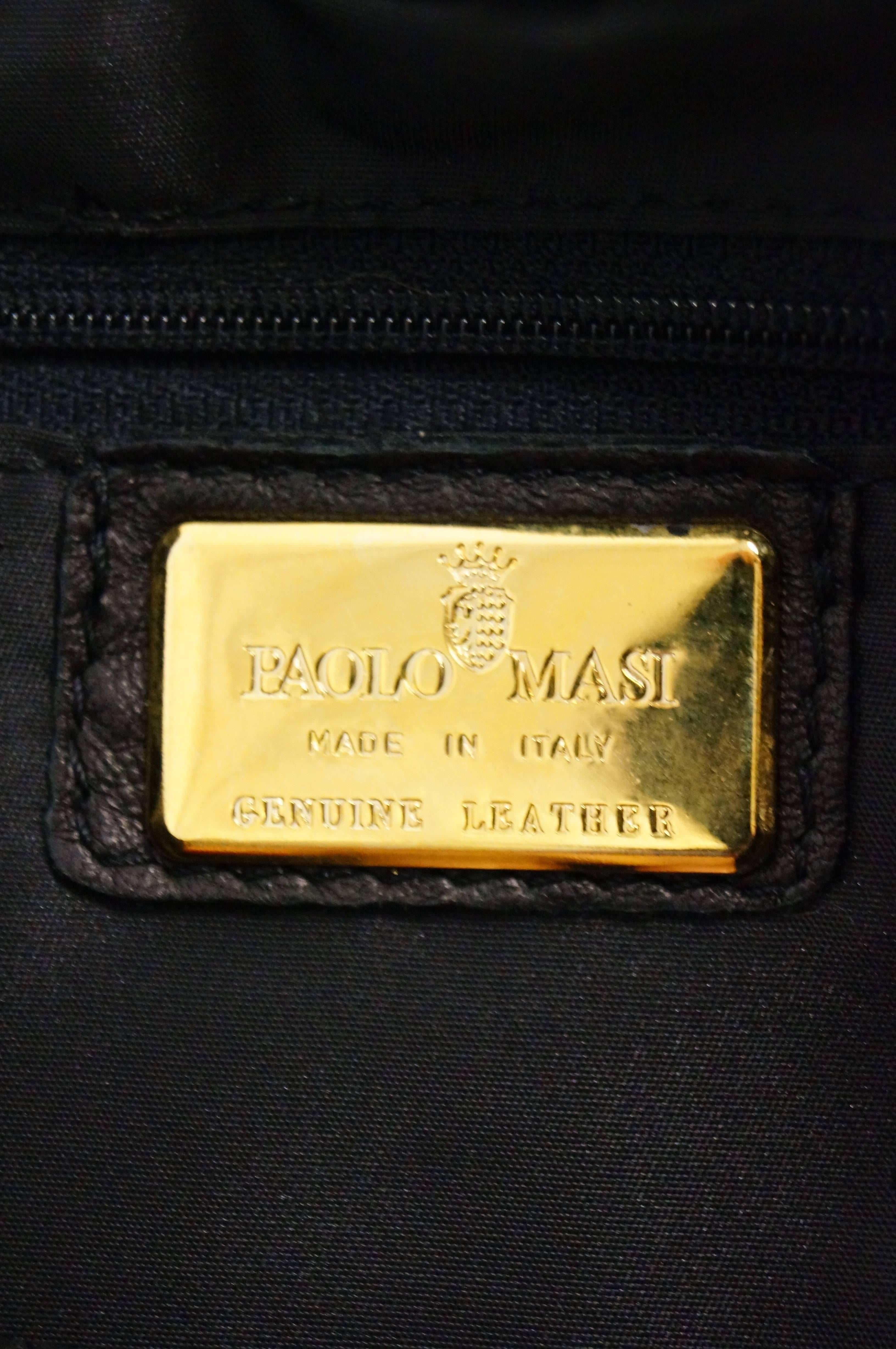 Vintage Paolo Masi Taupe Italian Leather and Fur Trim Handbag  3