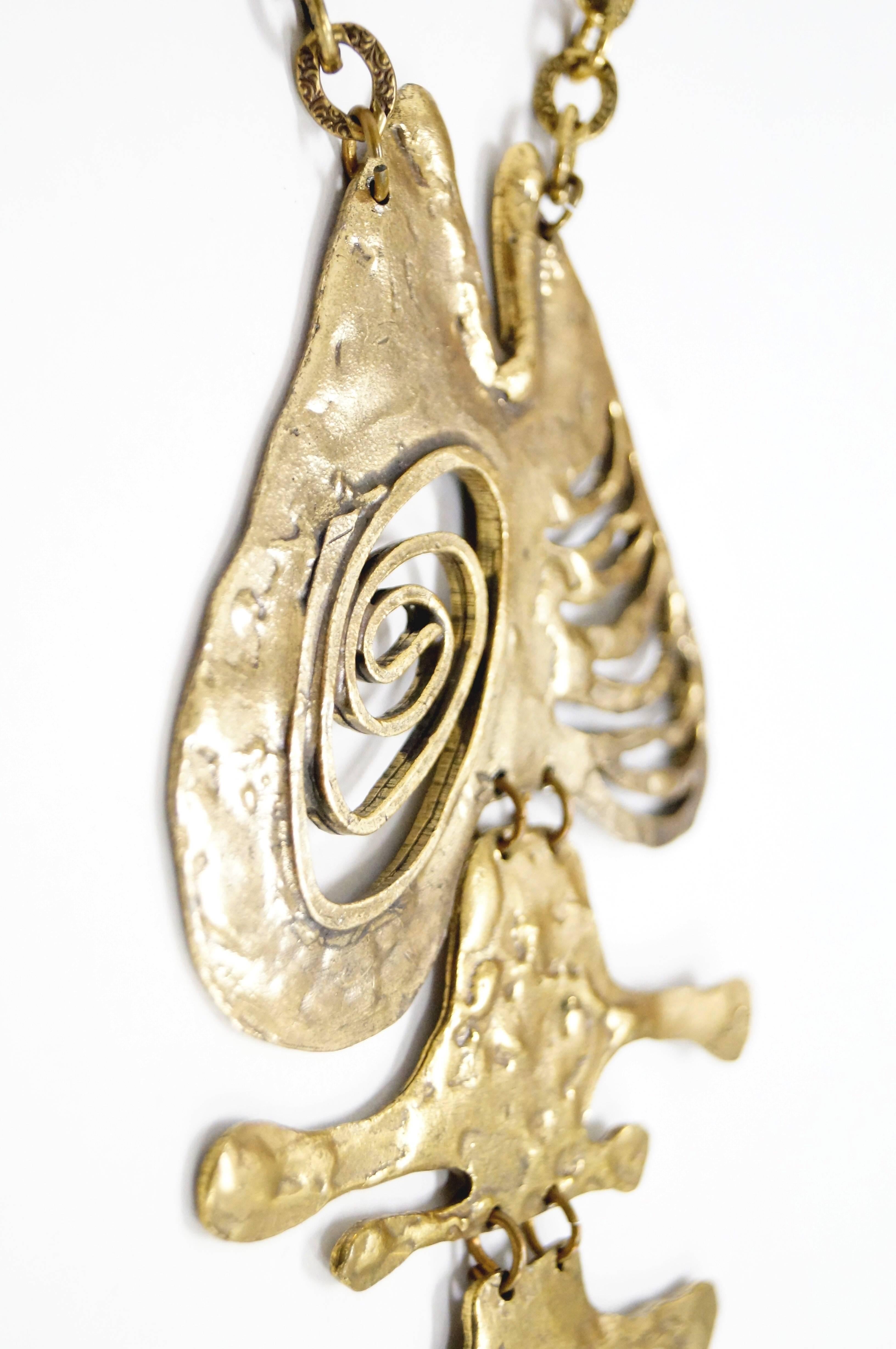 Women's Rare 1960s Louis Giusti Massive Brutalist Fish Necklace