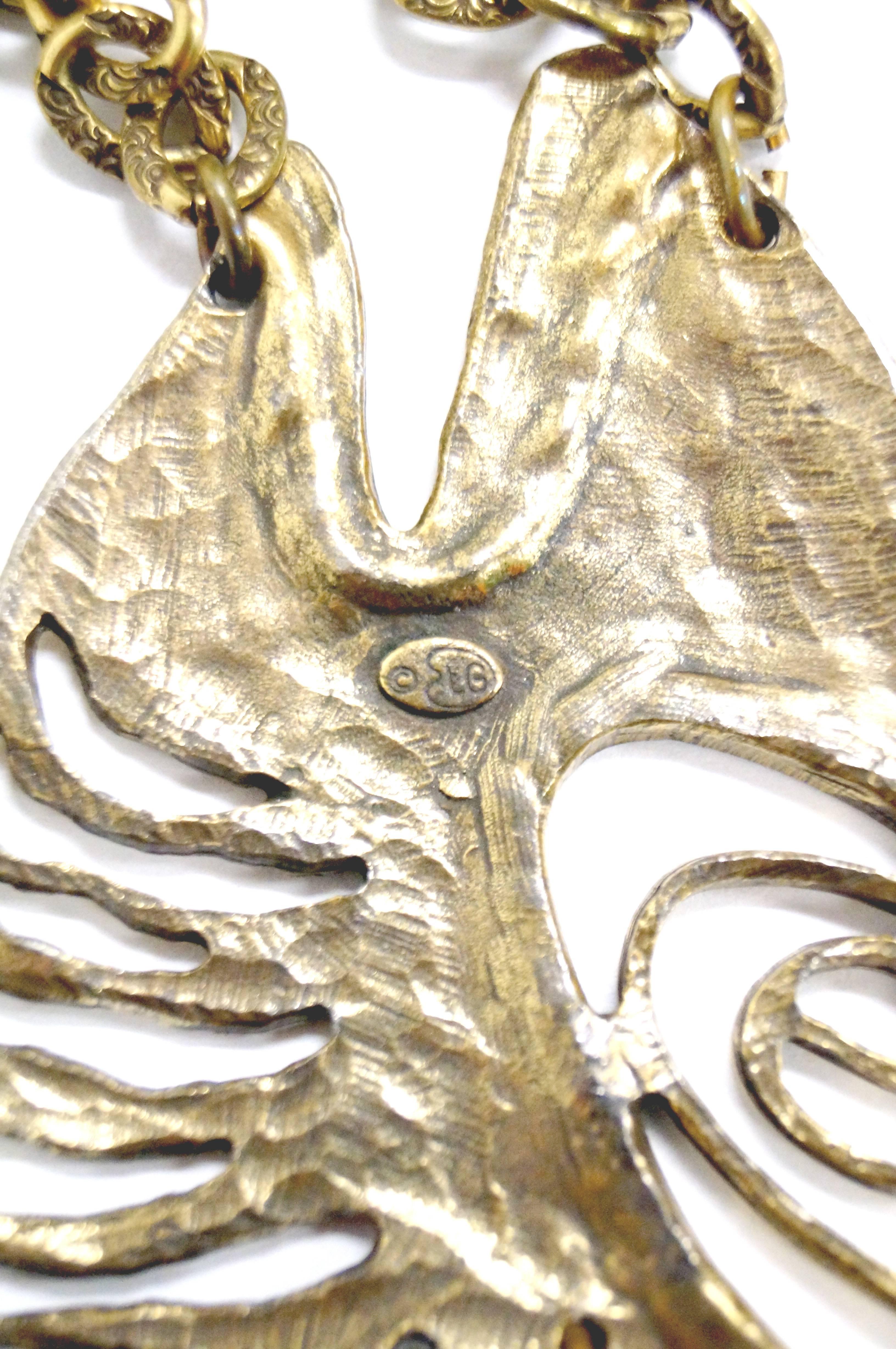 Rare 1960s Louis Giusti Massive Brutalist Fish Necklace 1