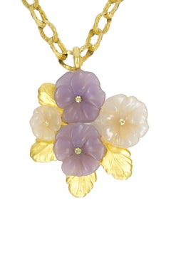 Karl Lagerfeld Lucite Floral Pendant Necklace, 1980s