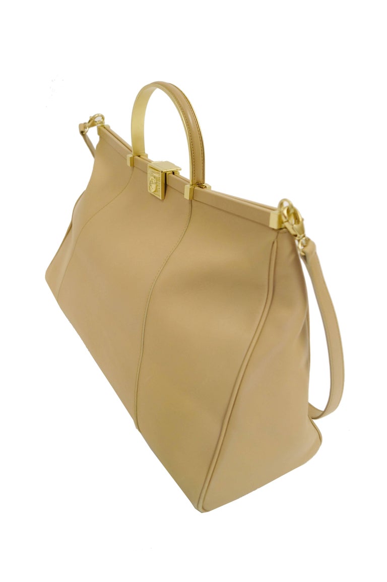 Barry KieselsteinCord Oversized Taupe Italian Leather Handbag at
