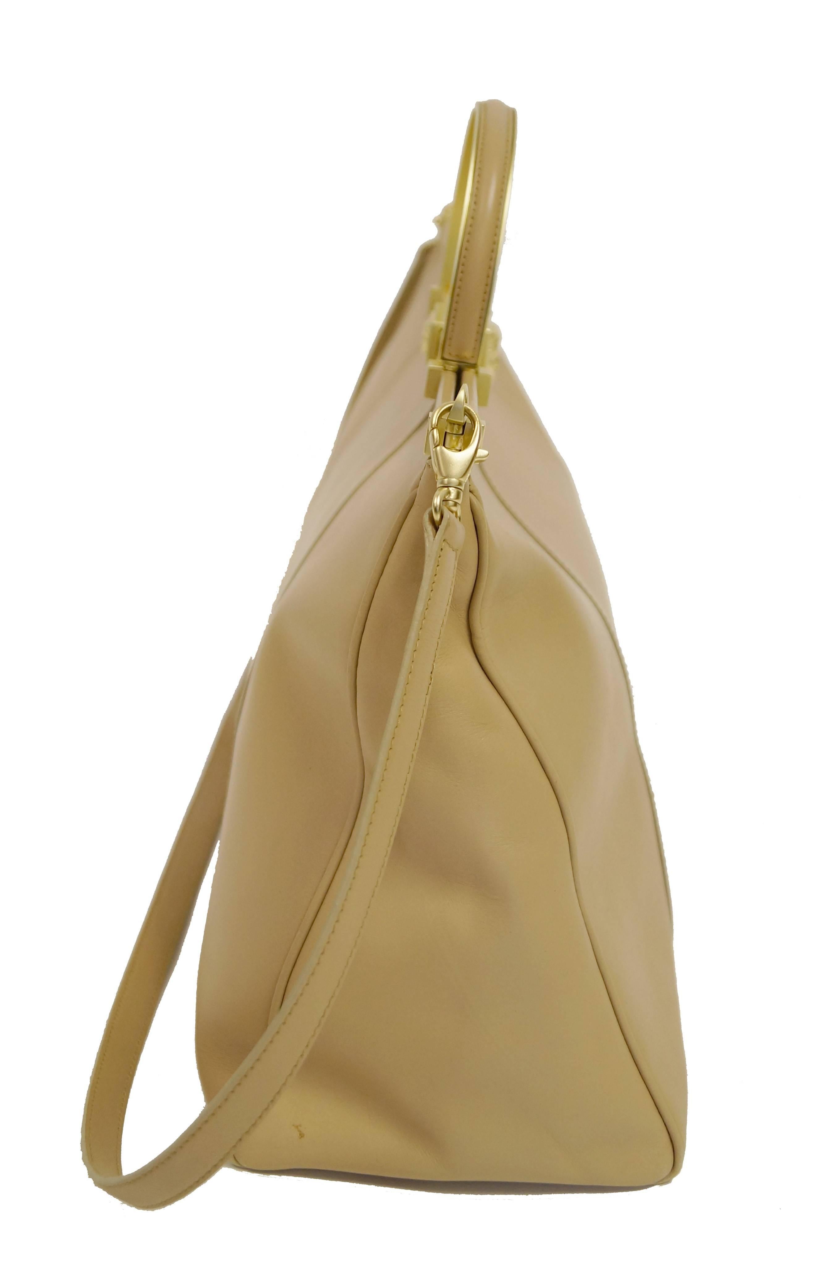Women's or Men's Barry Kieselstein-Cord Oversized Taupe Italian Leather Handbag 