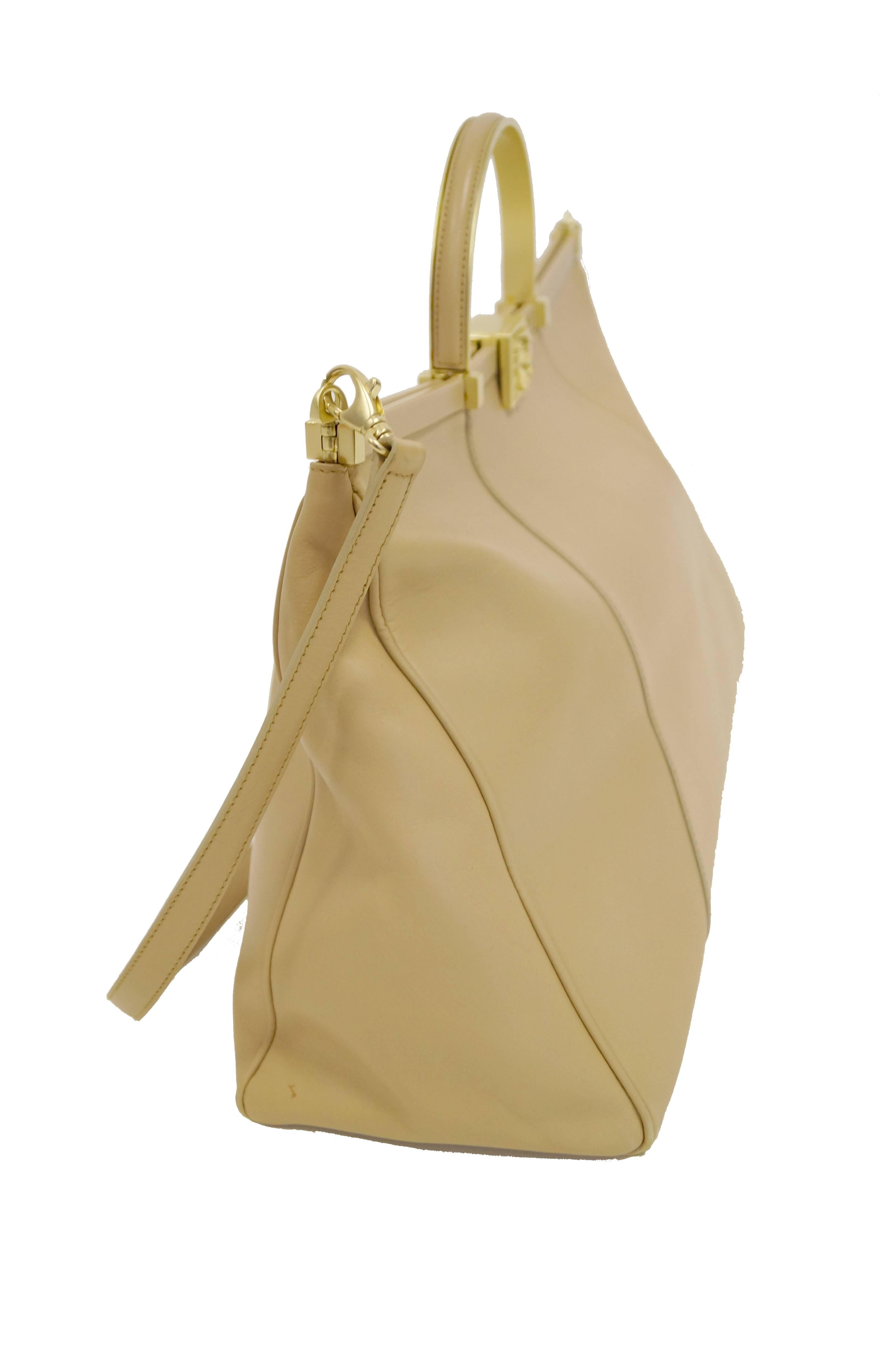Barry Kieselstein-Cord Oversized Taupe Italian Leather Handbag  1