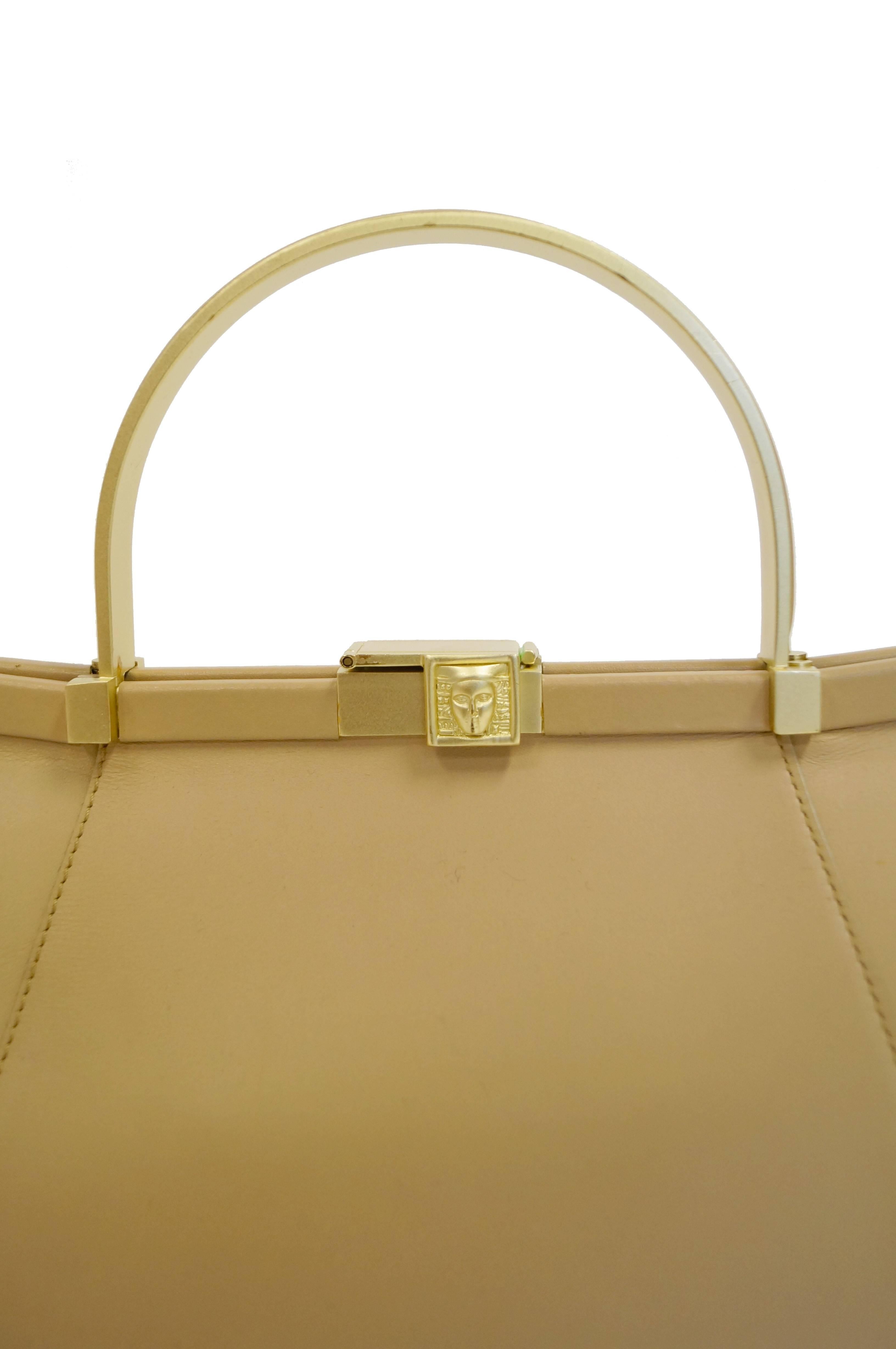 taupe leather handbag