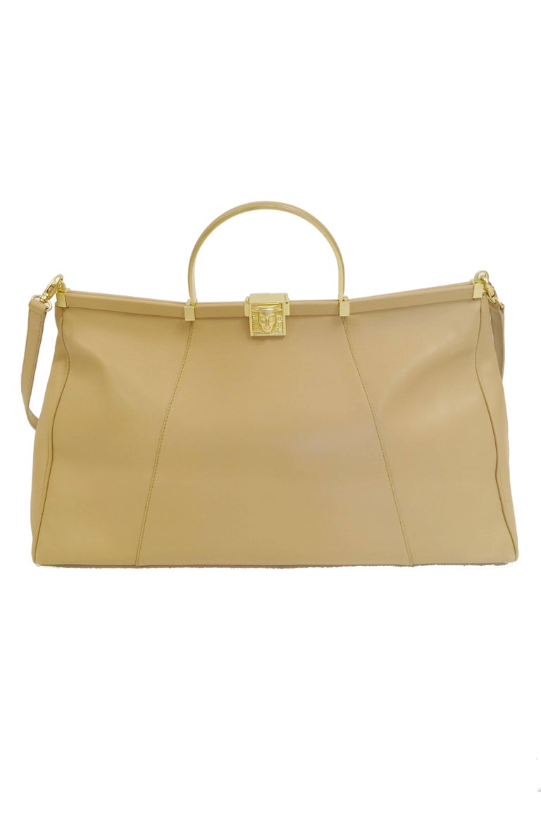 Barry KieselsteinCord Oversized Taupe Italian Leather Handbag at