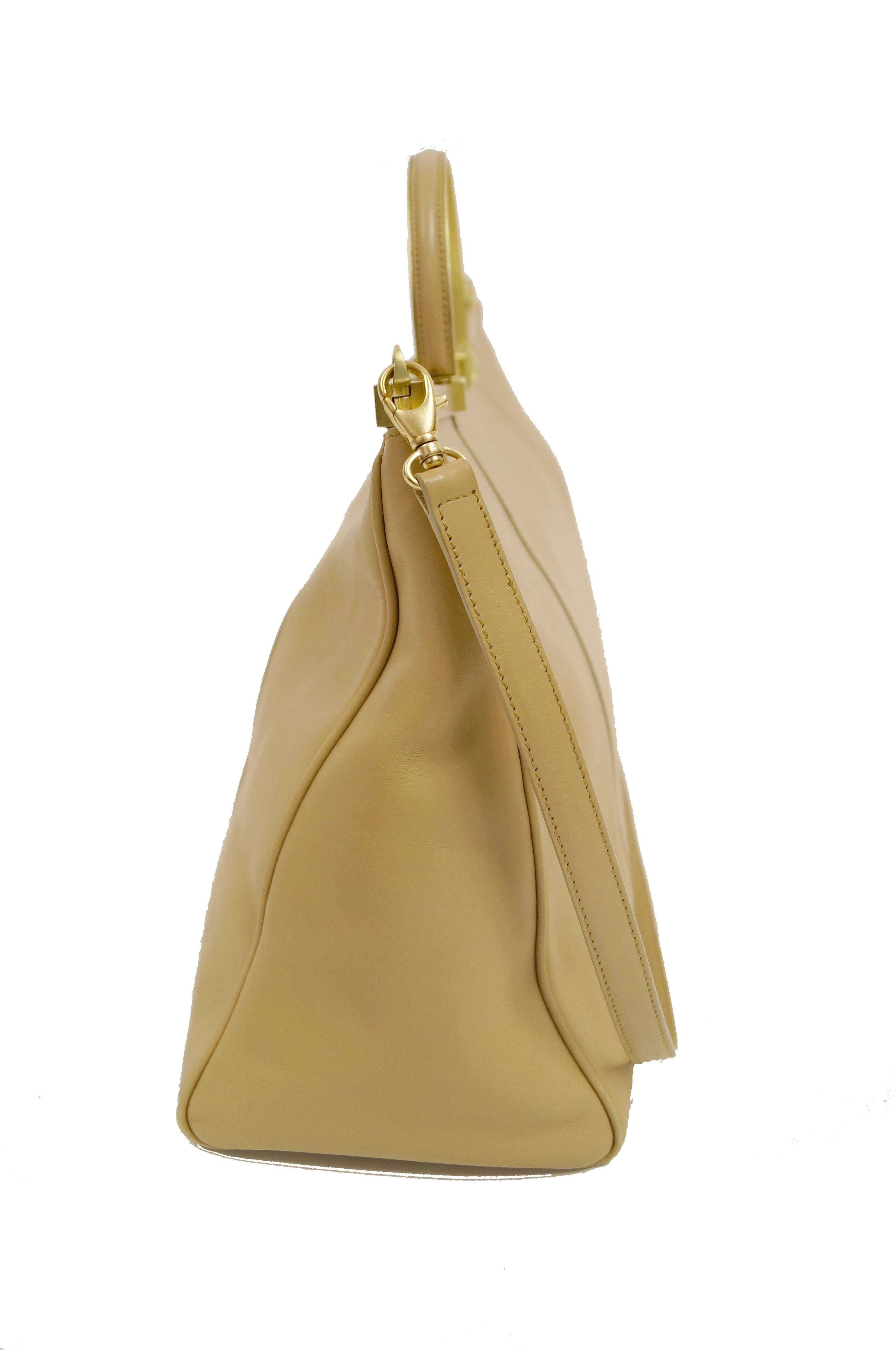 Barry Kieselstein-Cord Oversized Taupe Italian Leather Handbag  4