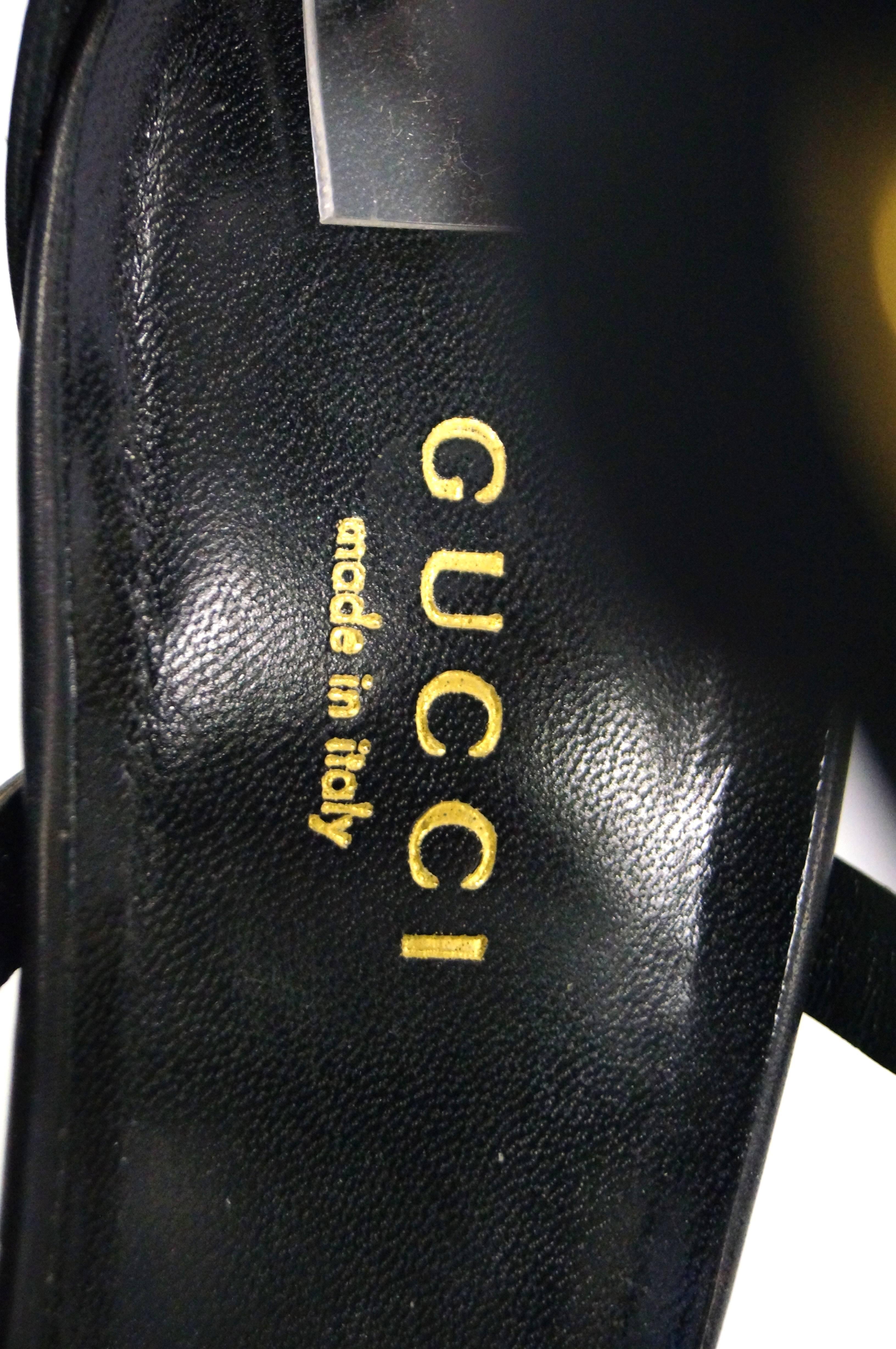 Tom Ford for Gucci Black Ankle Strap with Horsebit Logo Heels, 2000s  5