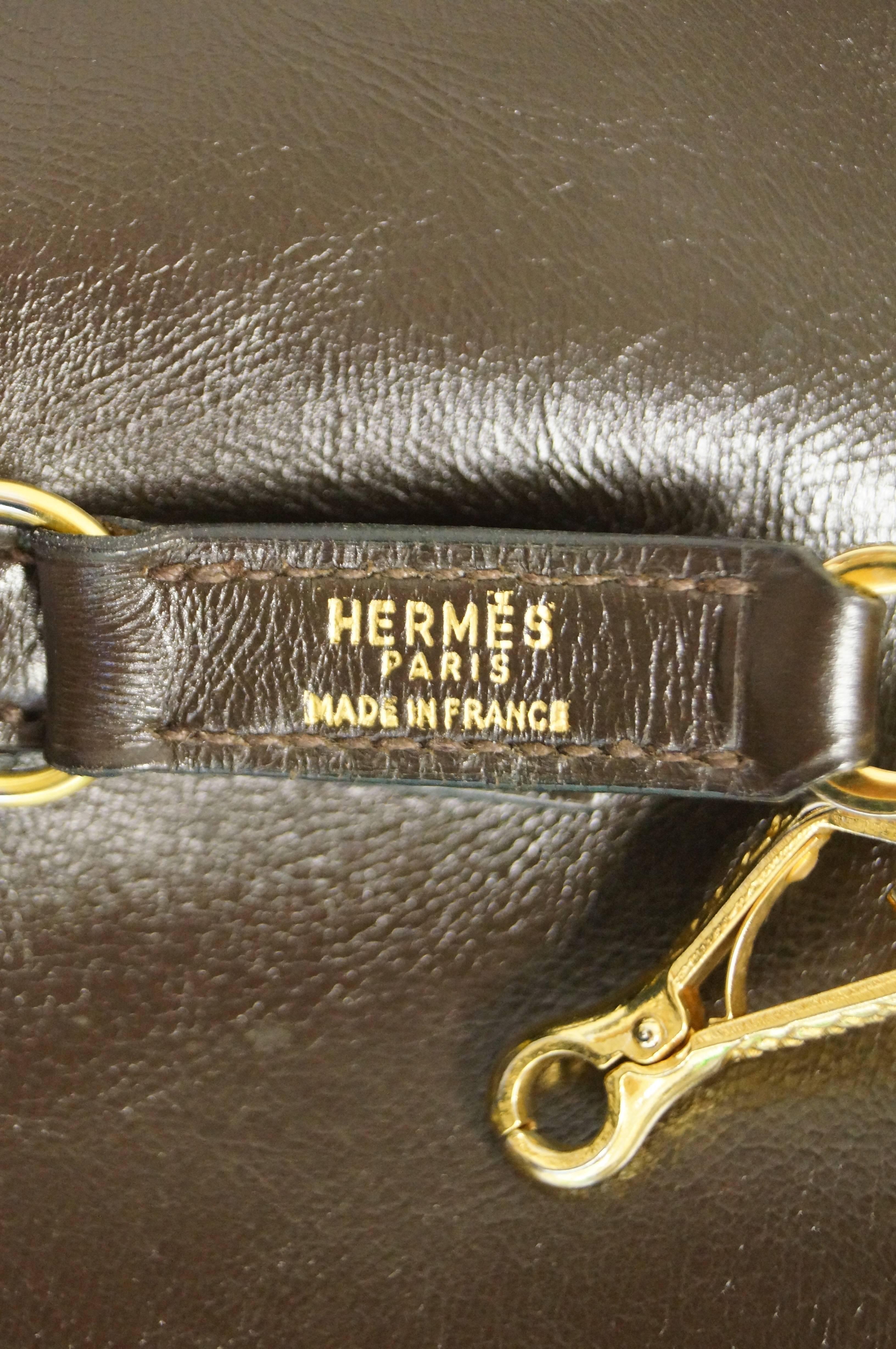 Hermès “Trim” Leather Shoulder Bag in Brown, 1960s  9