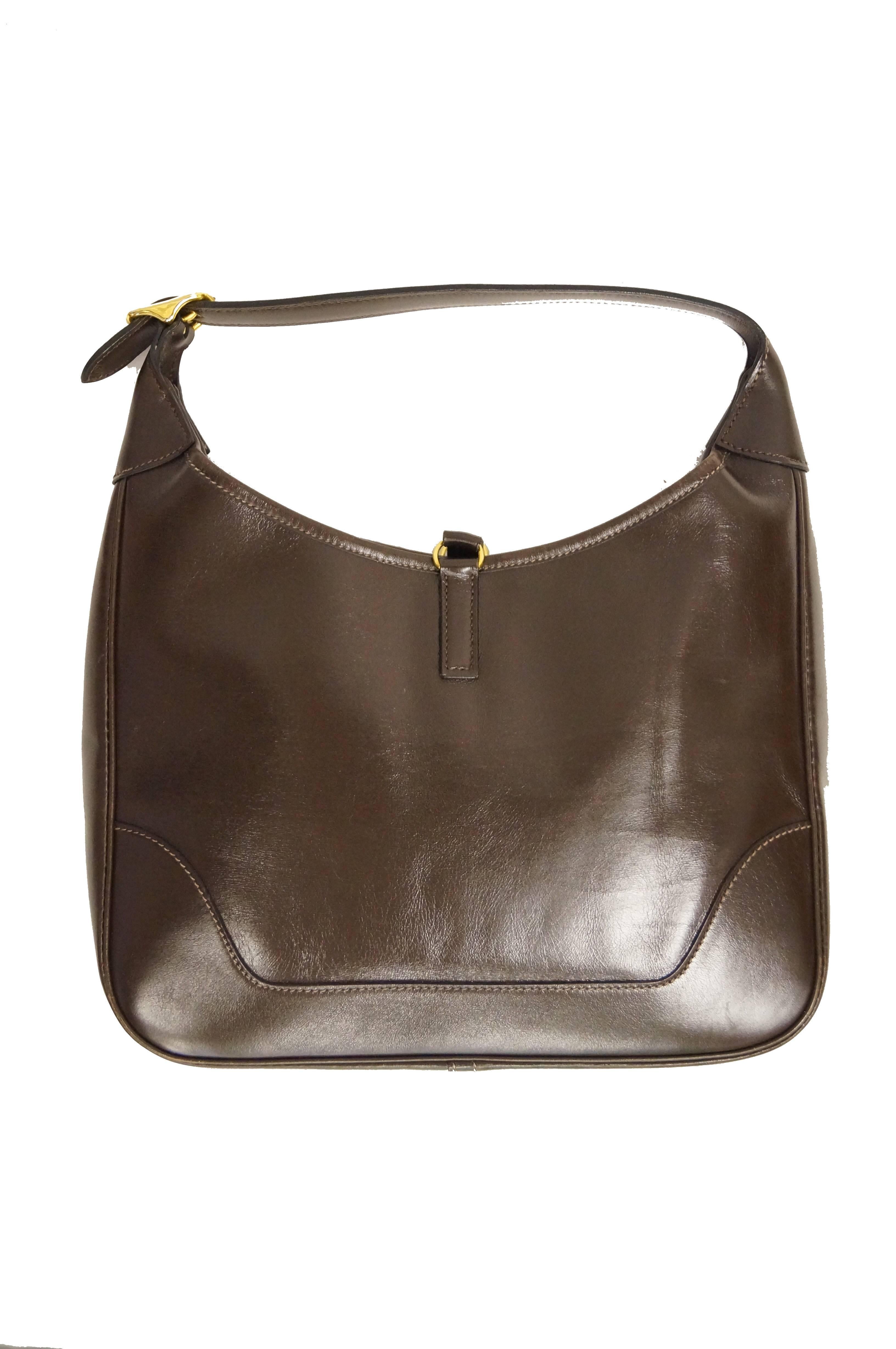 Hermès “Trim” Leather Shoulder Bag in Brown, 1960s  2