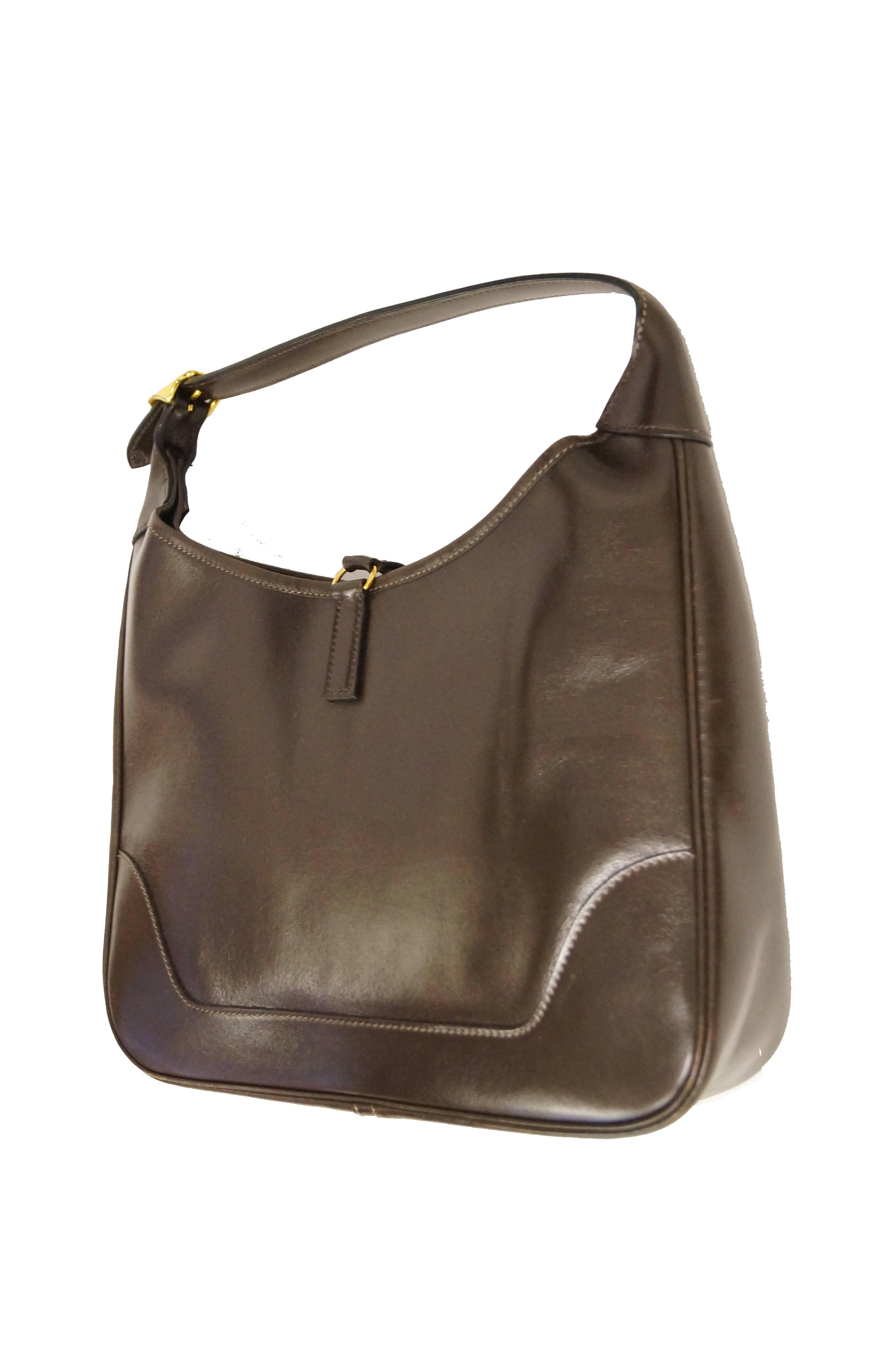 Hermès “Trim” Leather Shoulder Bag in Brown, 1960s  3