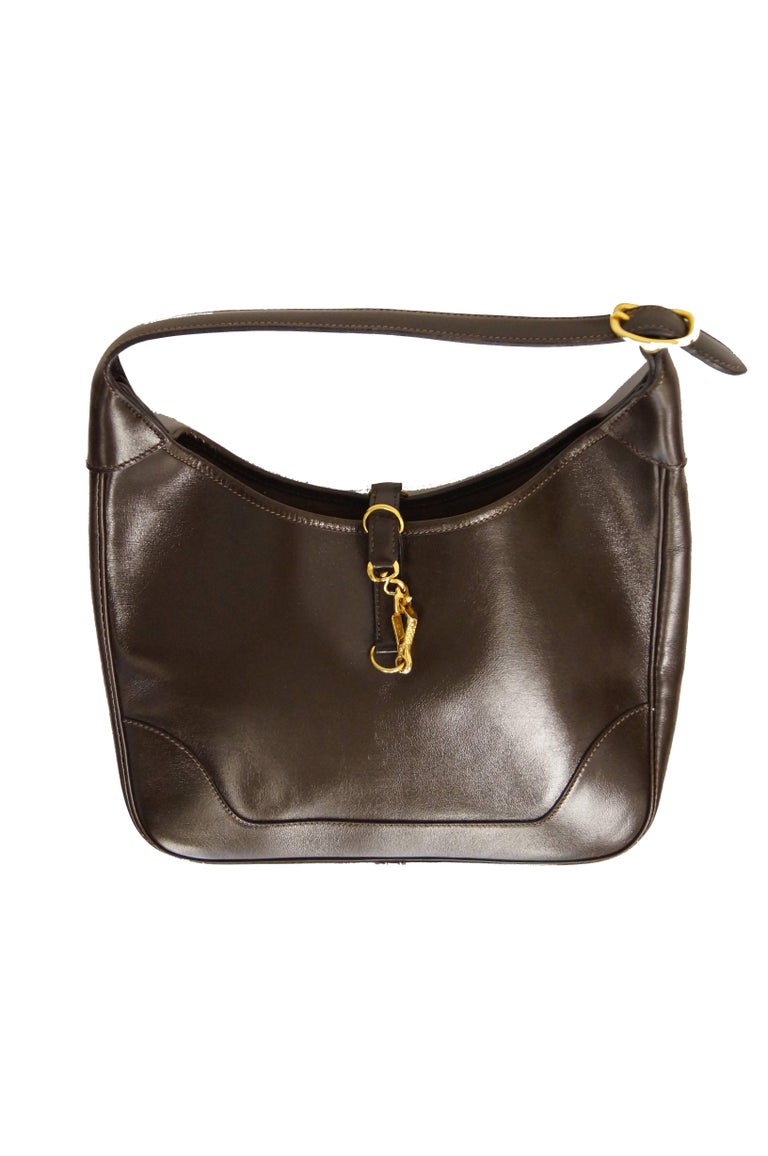 Hermès “Trim” Leather Shoulder Bag in Brown, 1960s at 1stDibs