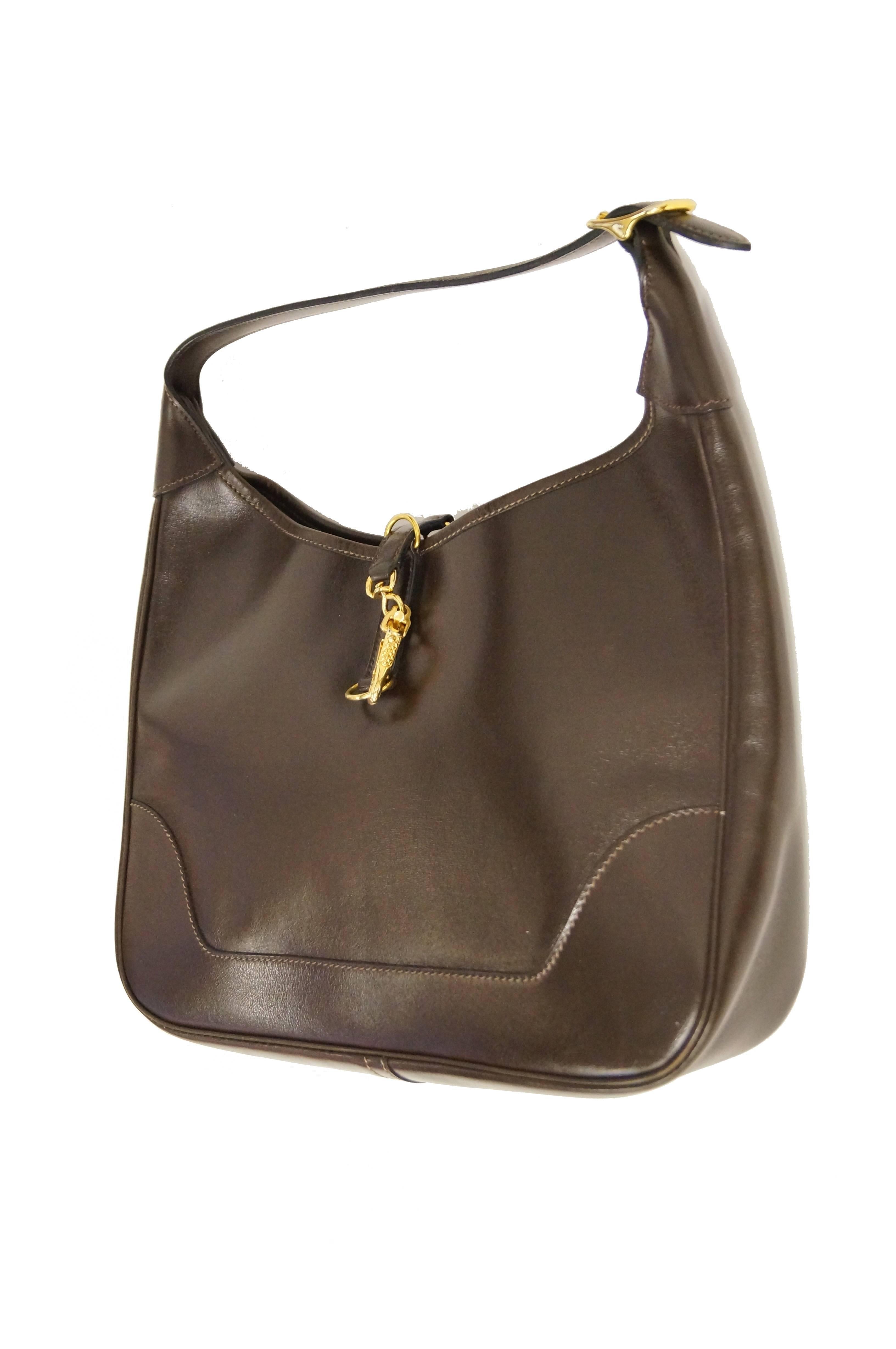 Hermès “Trim” Leather Shoulder Bag in Brown, 1960s  In Excellent Condition In Houston, TX