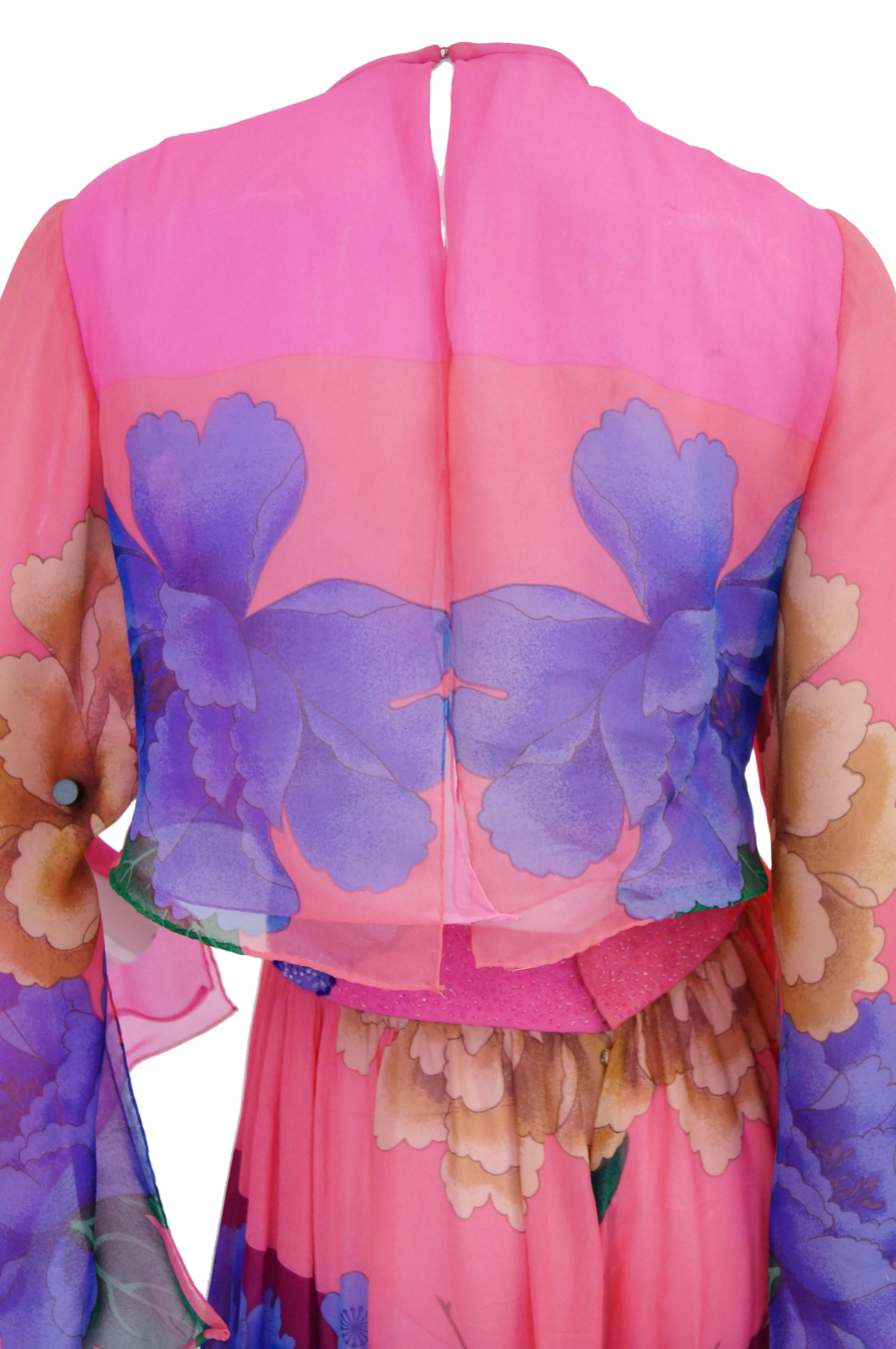Hanae Mori Silk Floral Jumpsuit, 1970s  For Sale 4