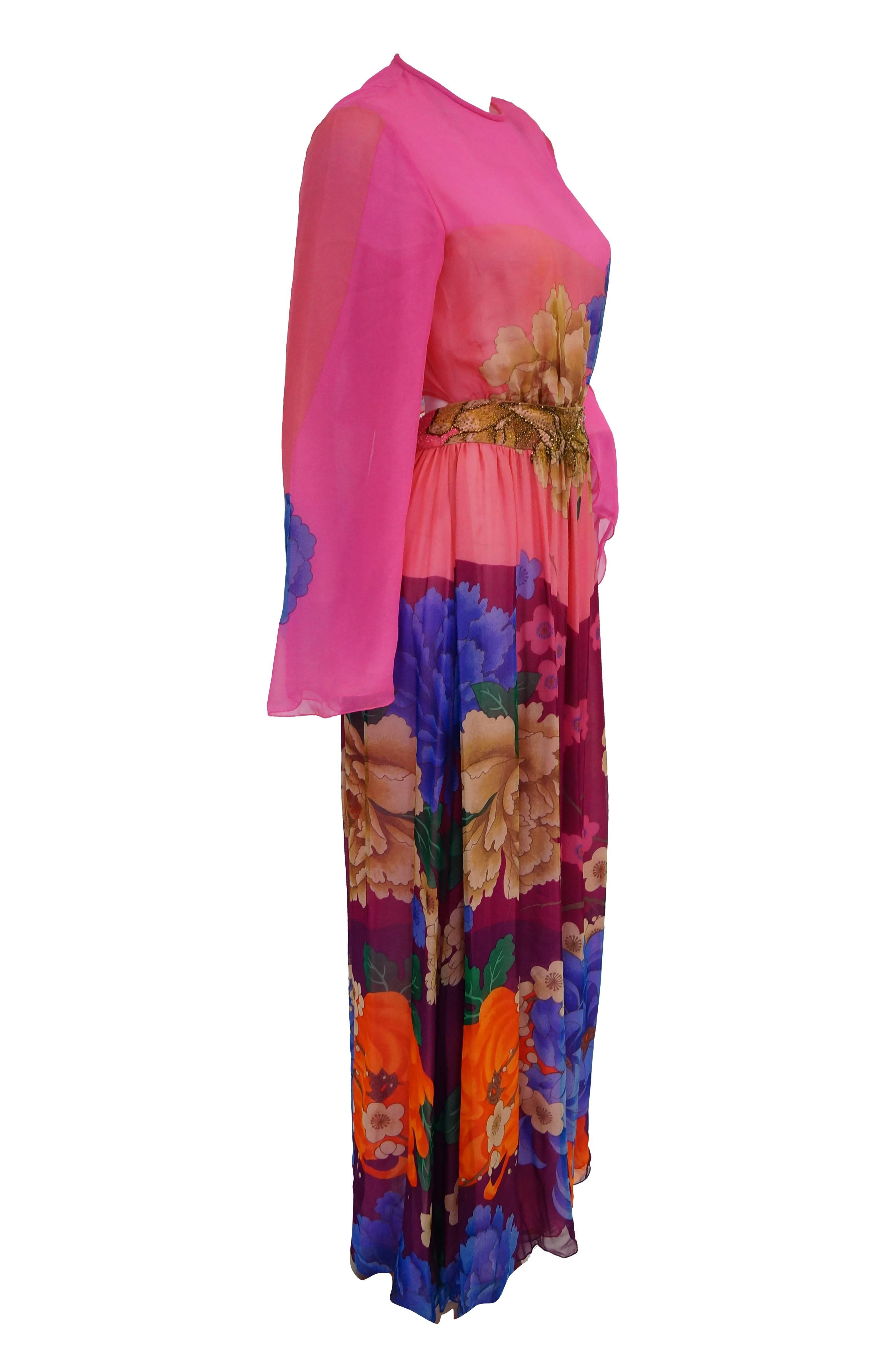 Hanae Mori Silk Floral Jumpsuit, 1970s  For Sale 7