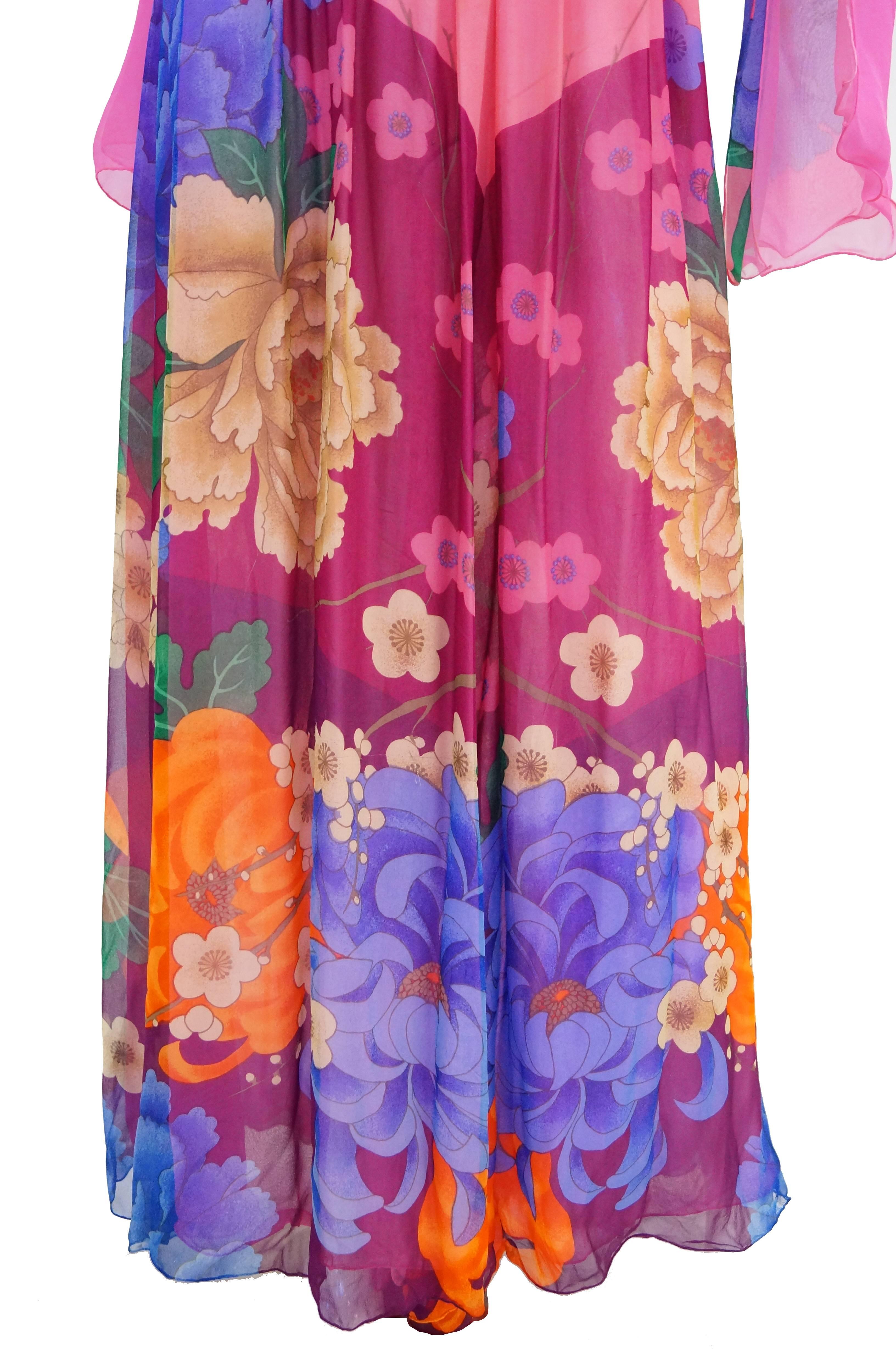 Hanae Mori Silk Floral Jumpsuit, 1970s  For Sale 10